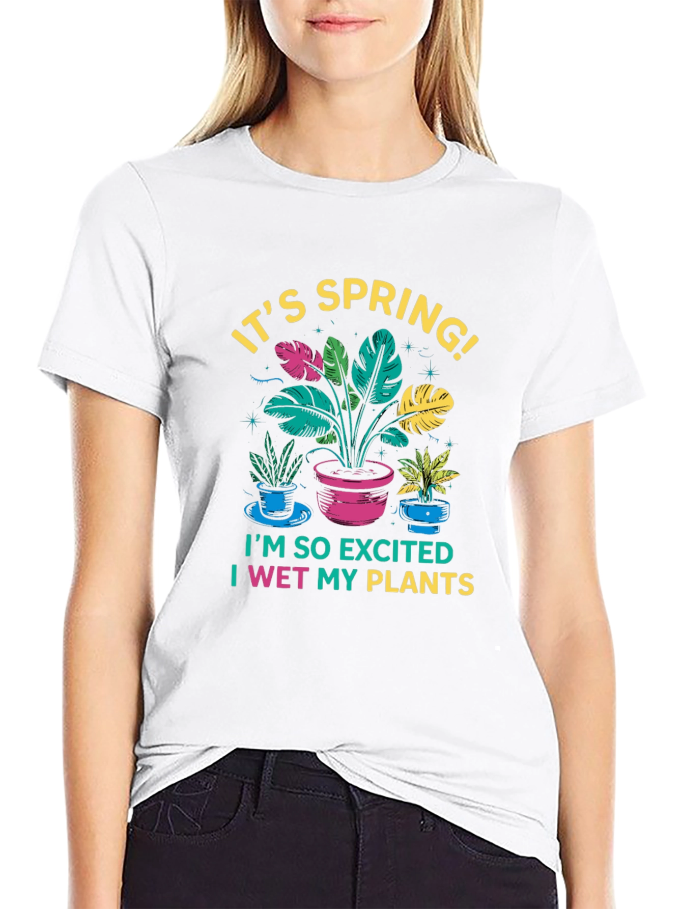 Its Spring! I Wet My Plants Black T-Shirt