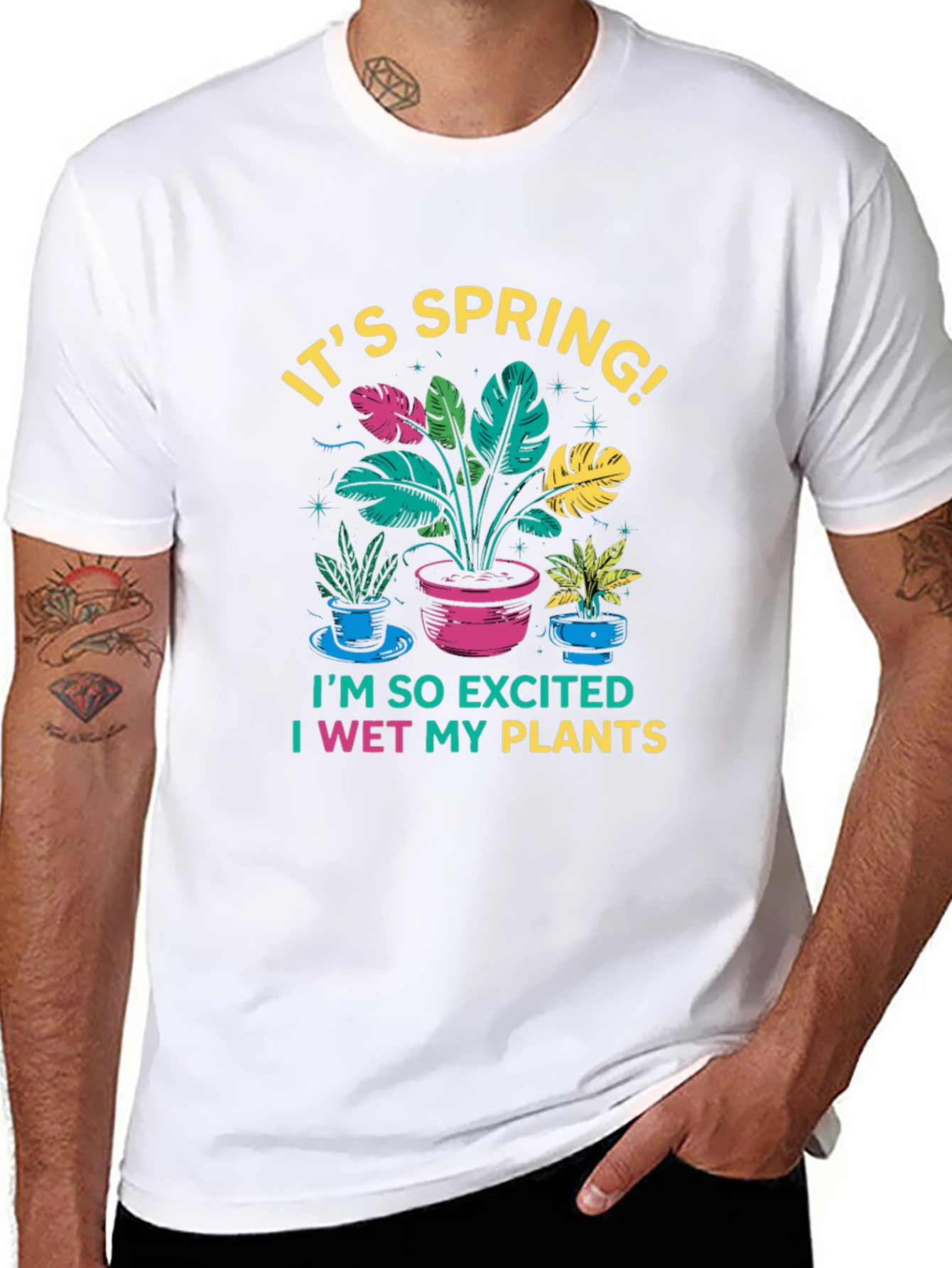 Its Spring! I Wet My Plants Black T-Shirt