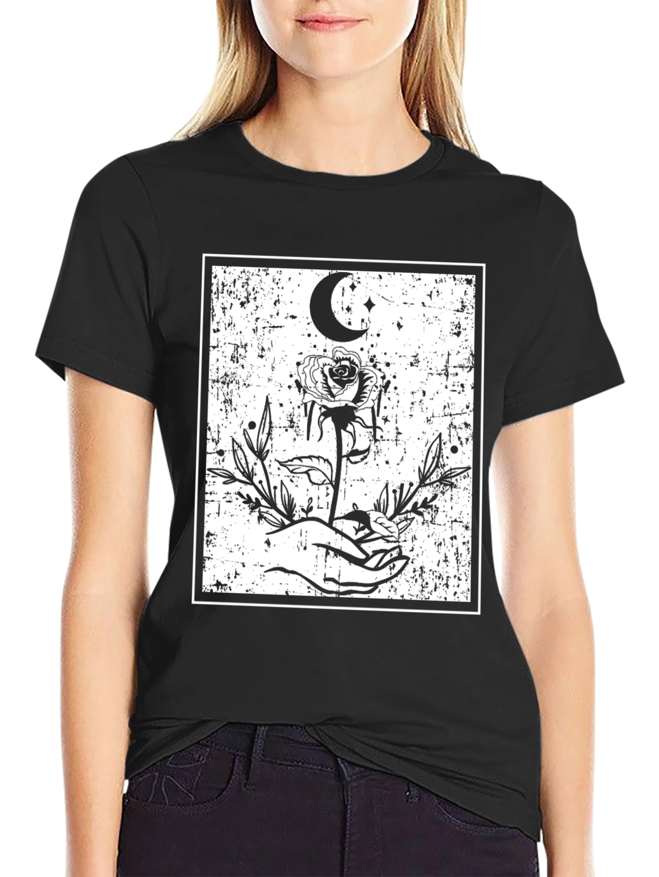 Mystic Rose Graphic Tee - Black
