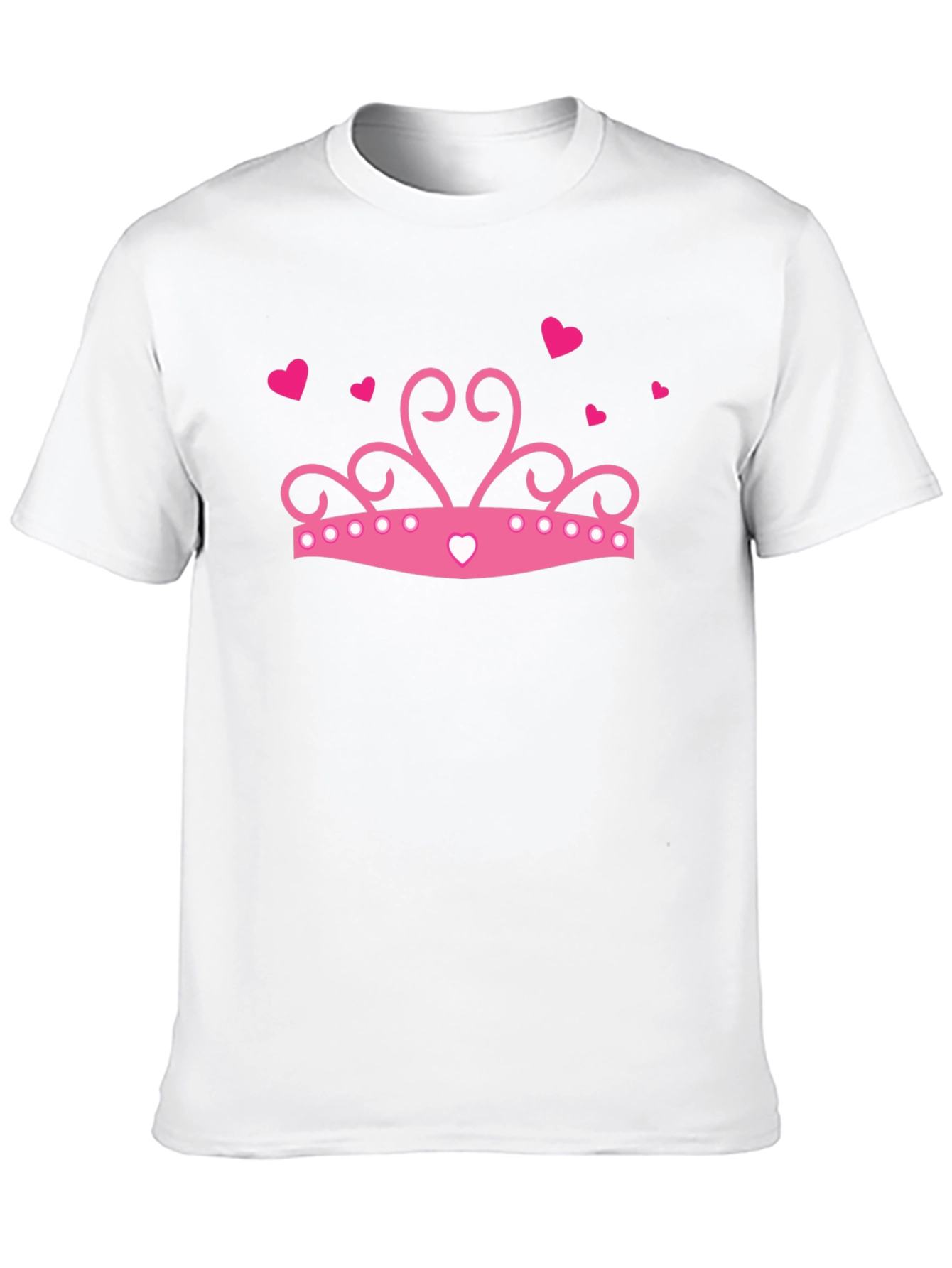 Pink Crown Hearts Black T-Shirt