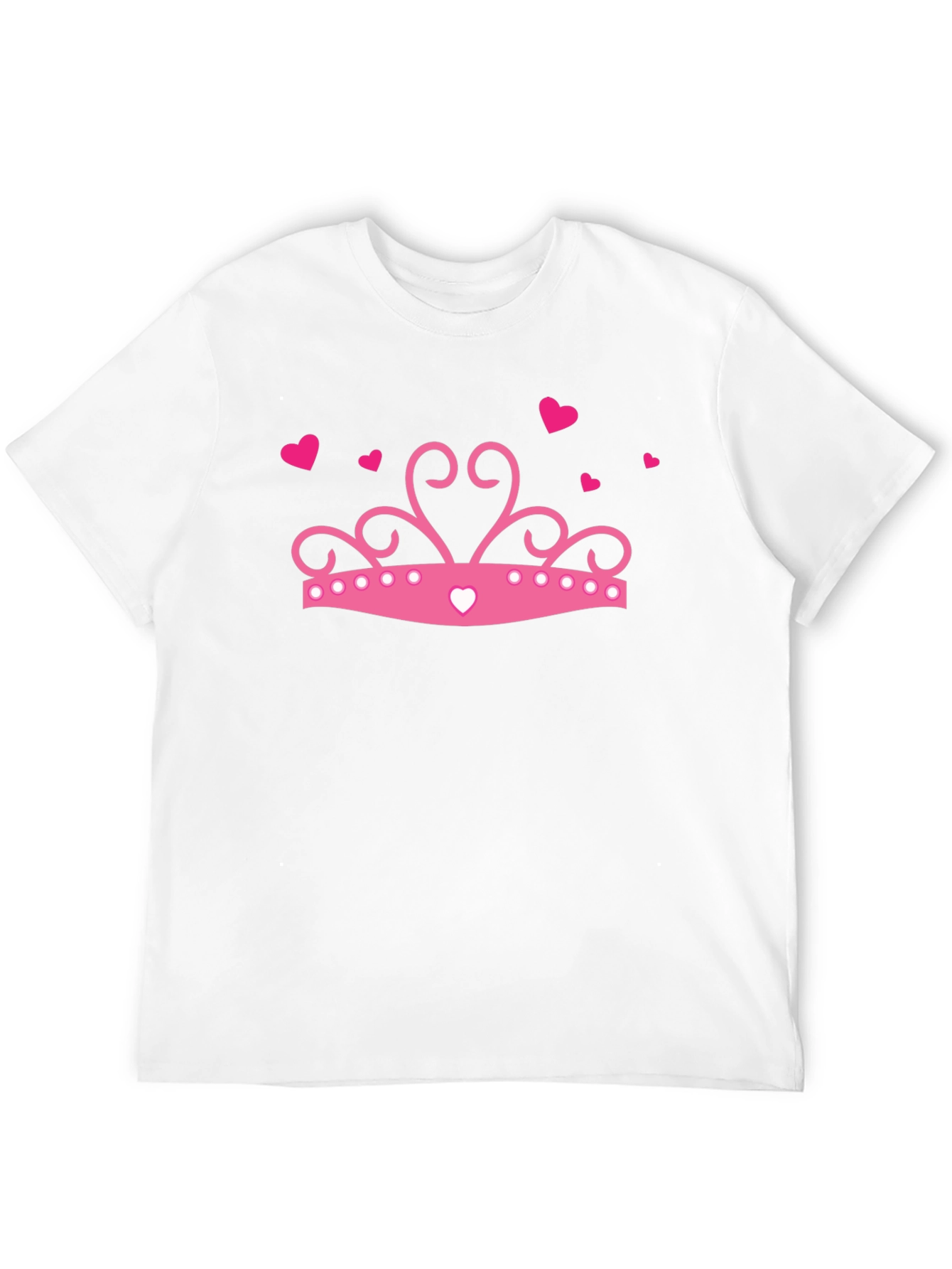 Pink Crown Hearts Black T-Shirt