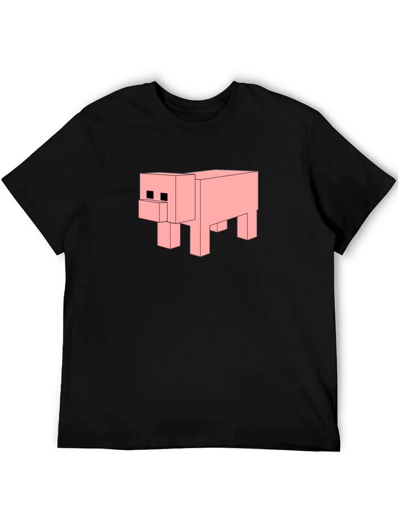 Minecraft Pig Black T-Shirt