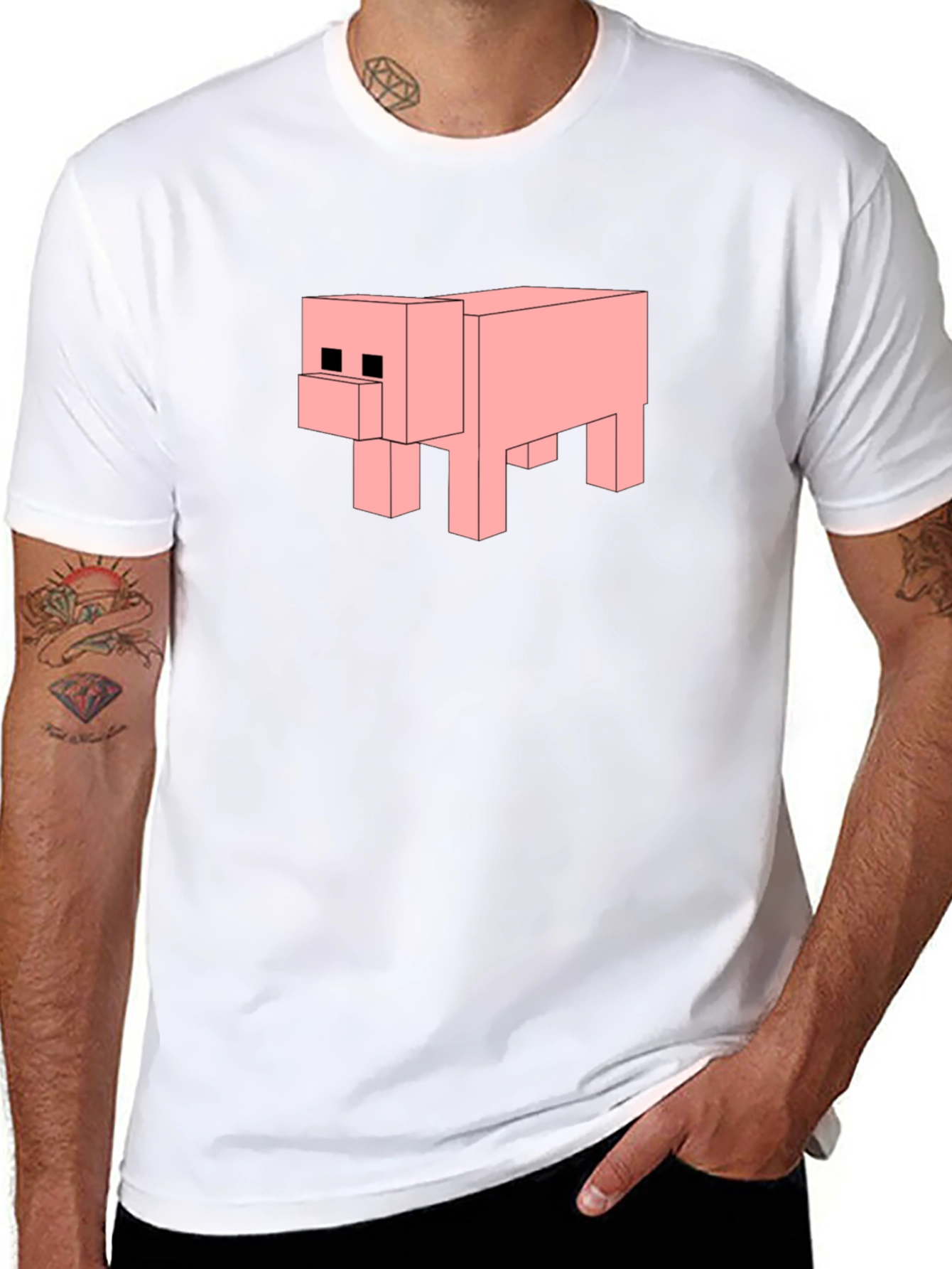 Minecraft Pig Black T-Shirt