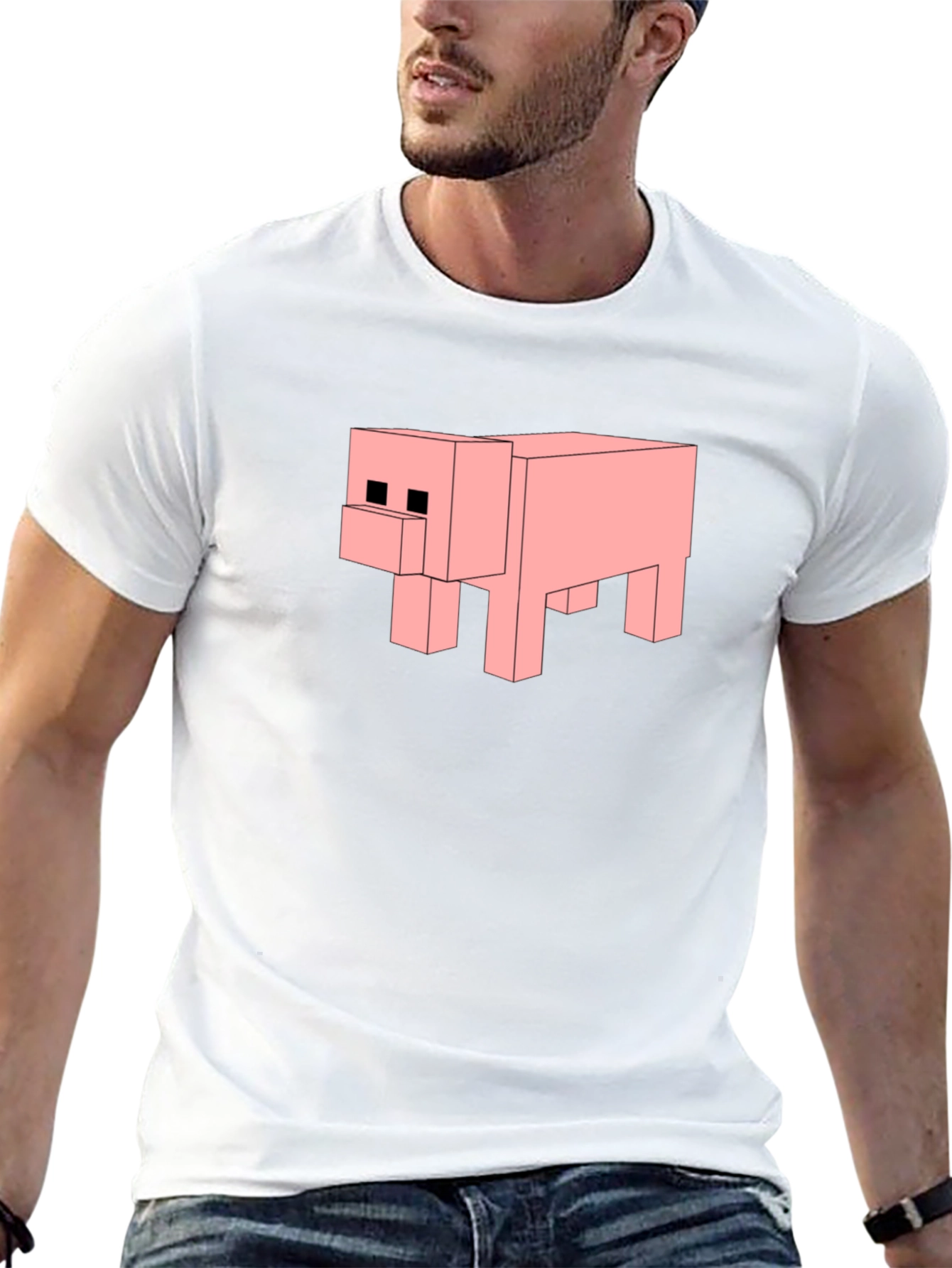 Minecraft Pig Black T-Shirt