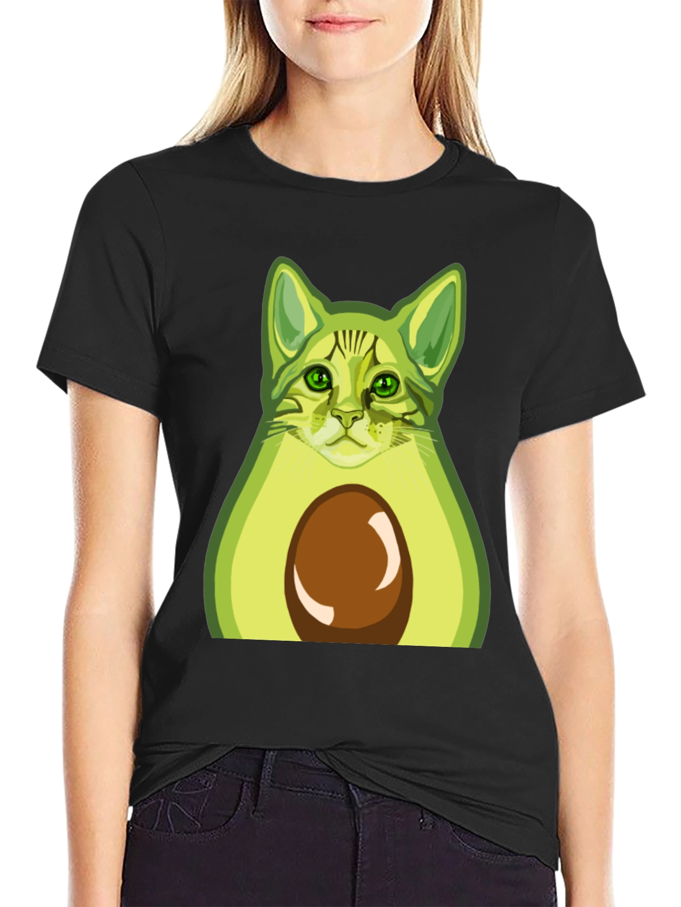 Avocado Cat Graphic Tee - Funny Novelty T-Shirt