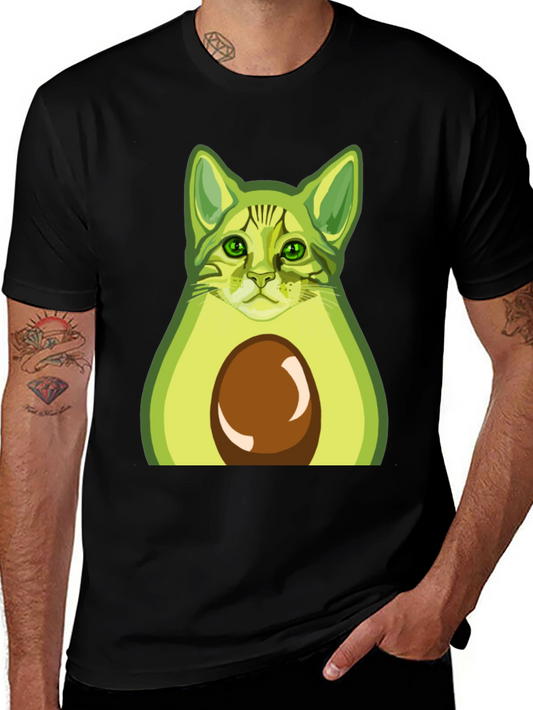 Avocado Cat Graphic Tee - Funny Novelty T-Shirt