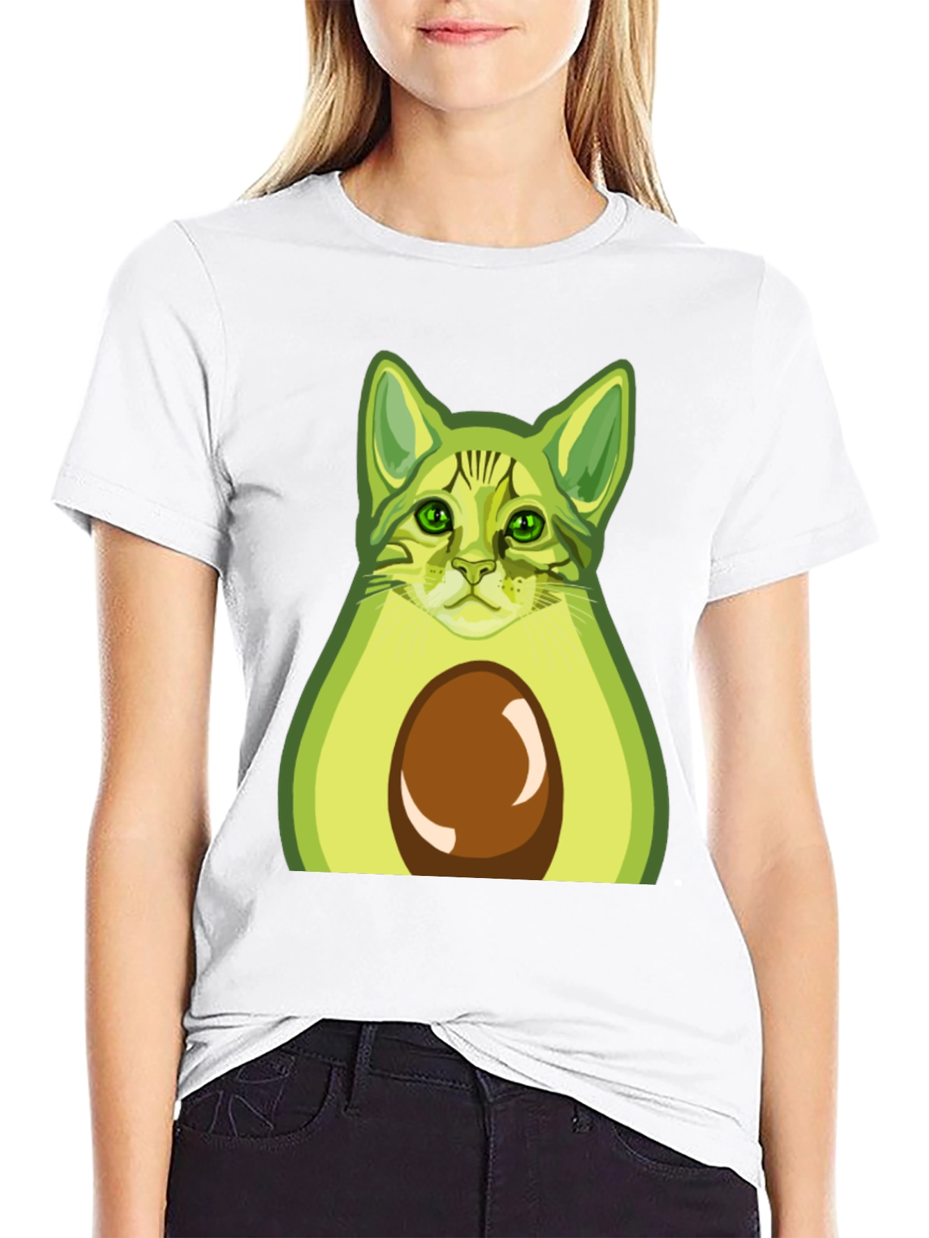 Avocado Cat Graphic Tee - Funny Novelty T-Shirt