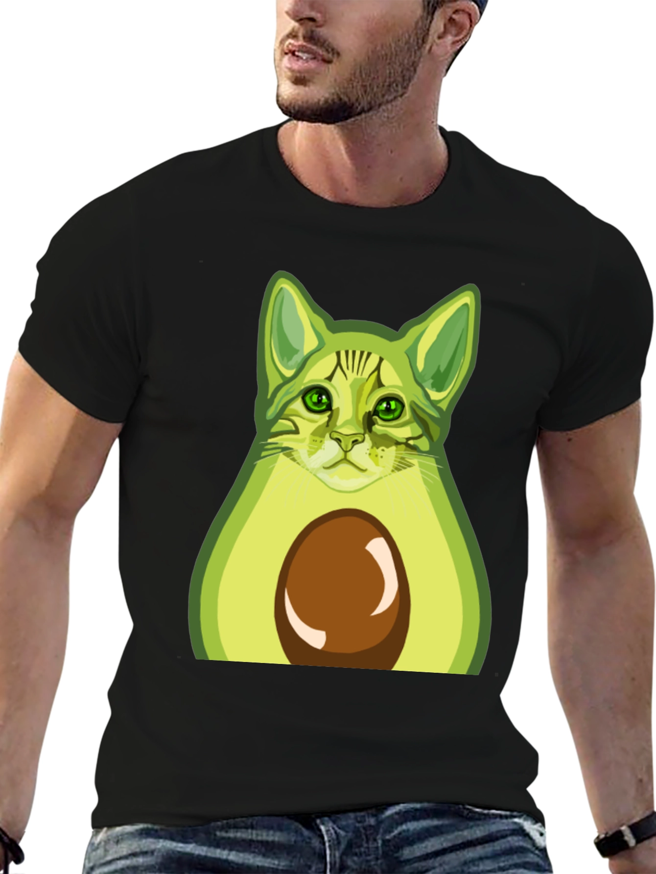 Avocado Cat Graphic Tee - Funny Novelty T-Shirt
