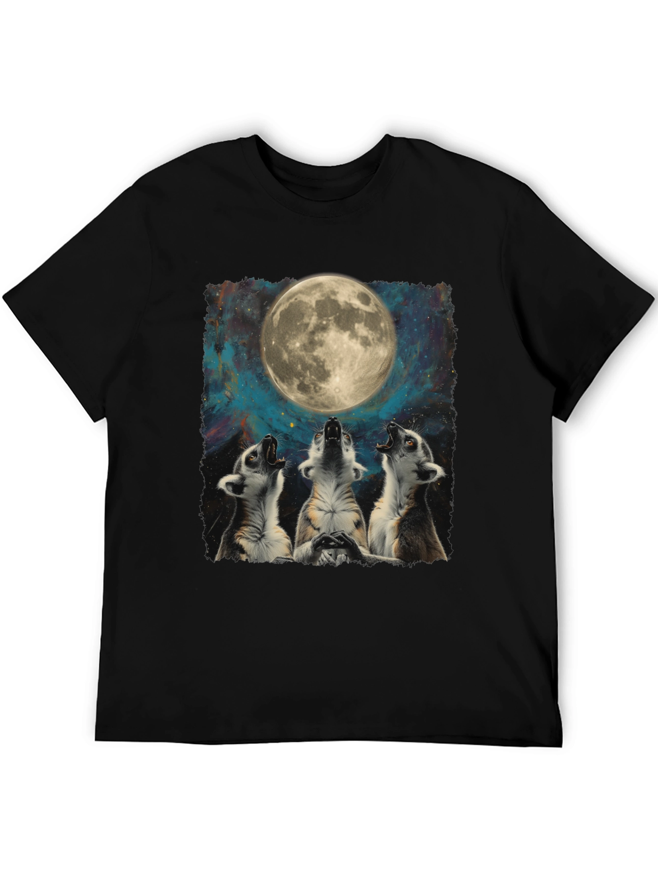 Lemurs Howling at Moon Graphic T-Shirt