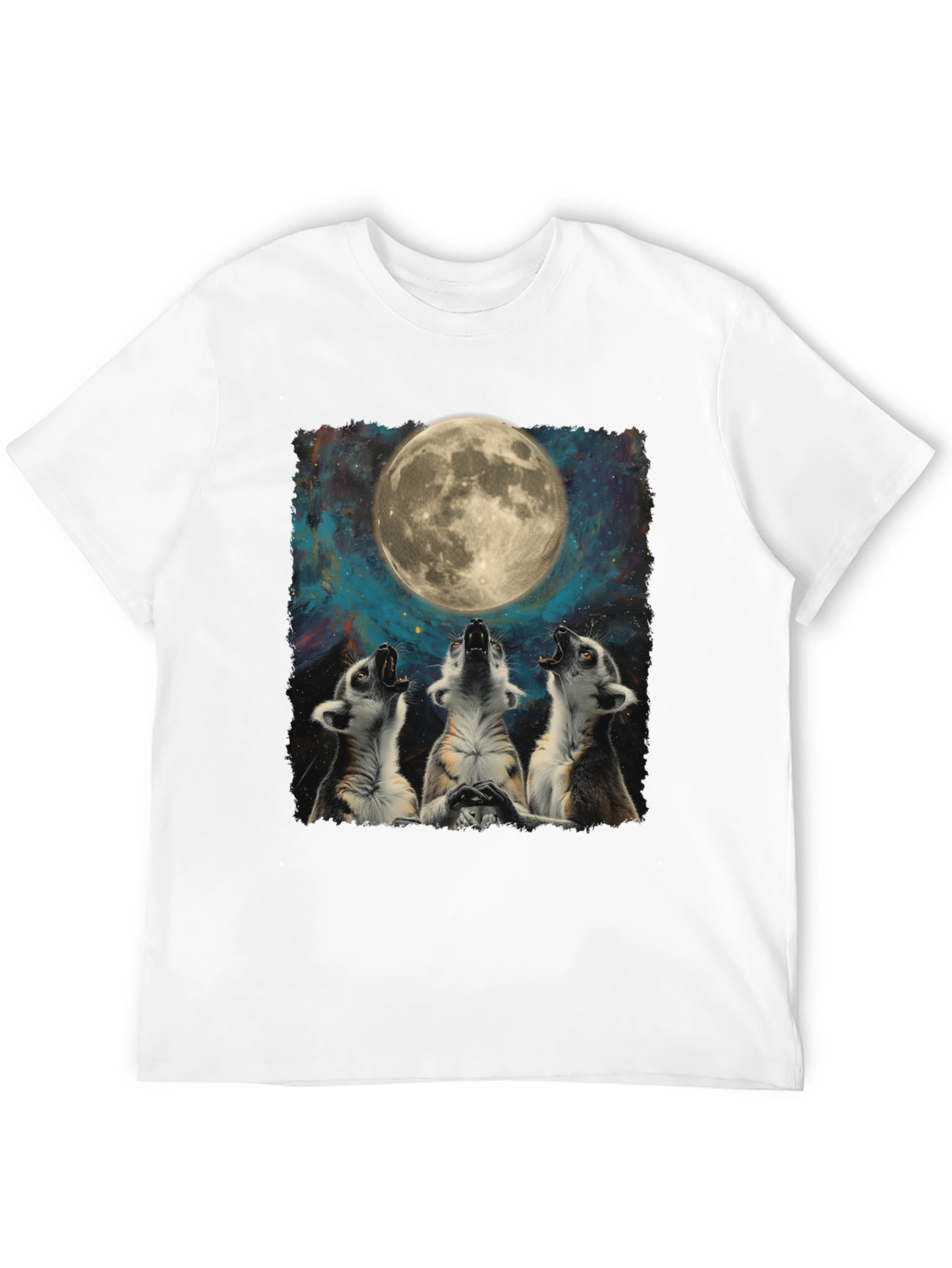 Lemurs Howling at Moon Graphic T-Shirt
