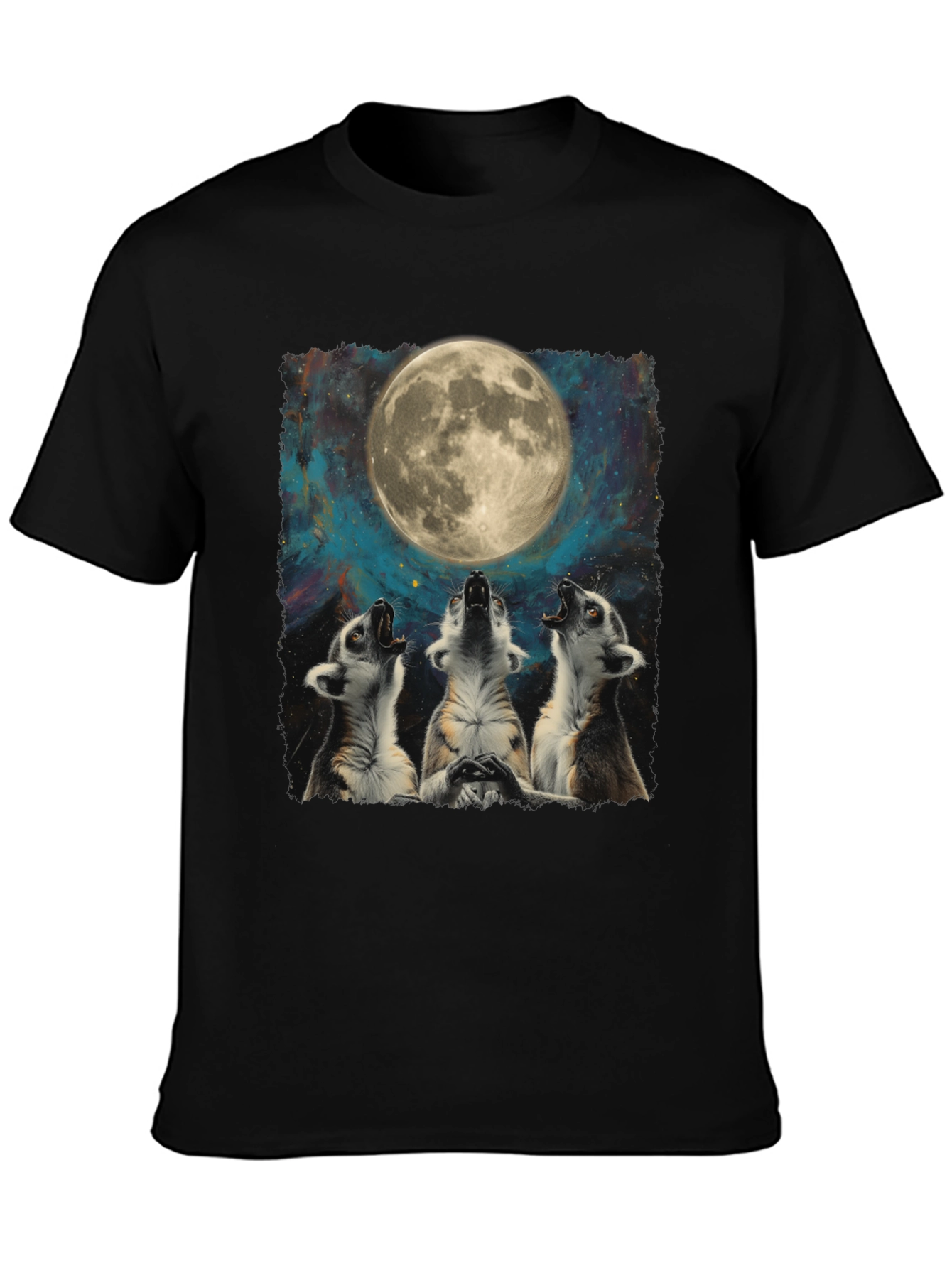 Lemurs Howling at Moon Graphic T-Shirt