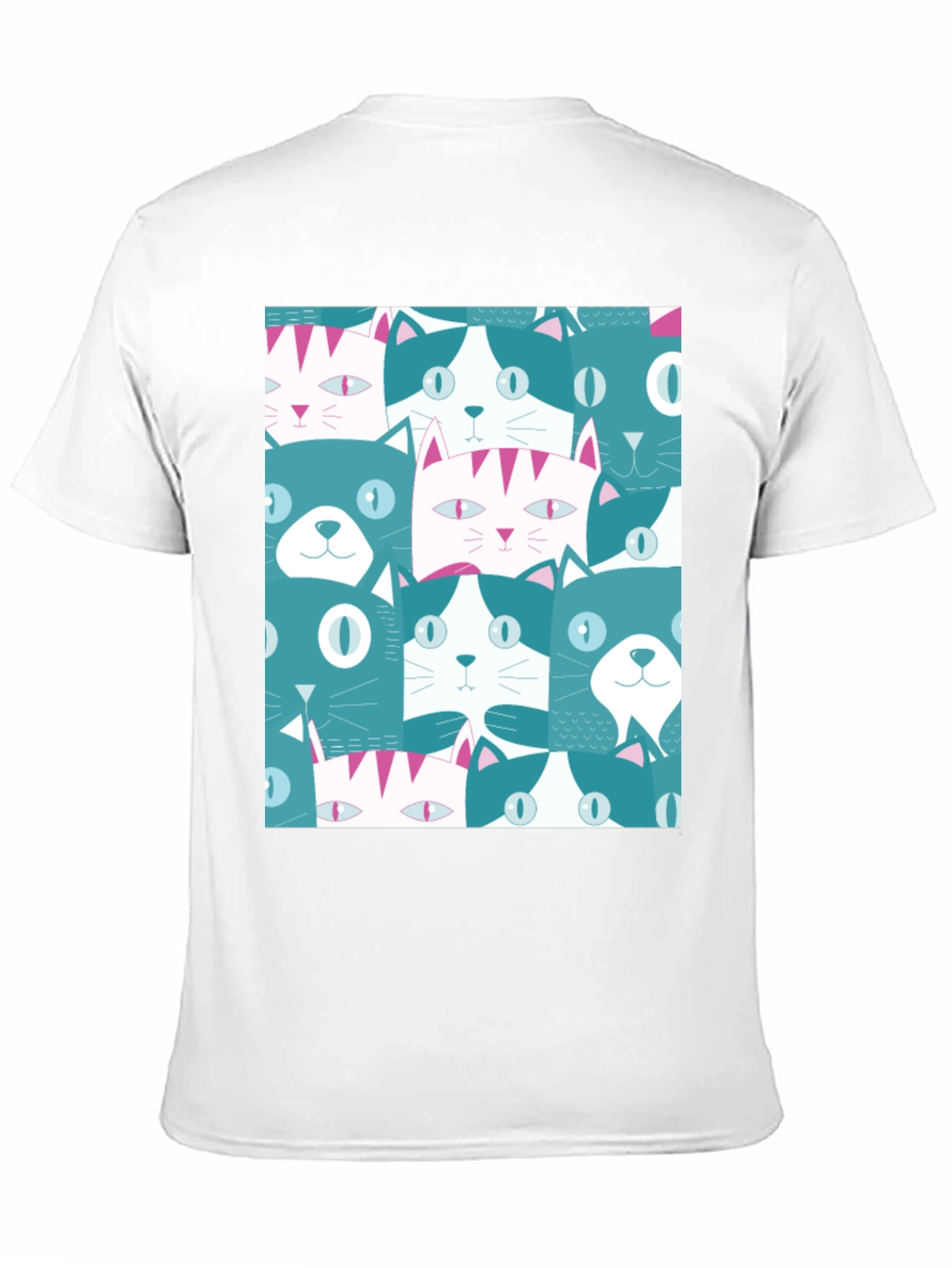 Cool Cats Pattern Black T-Shirt