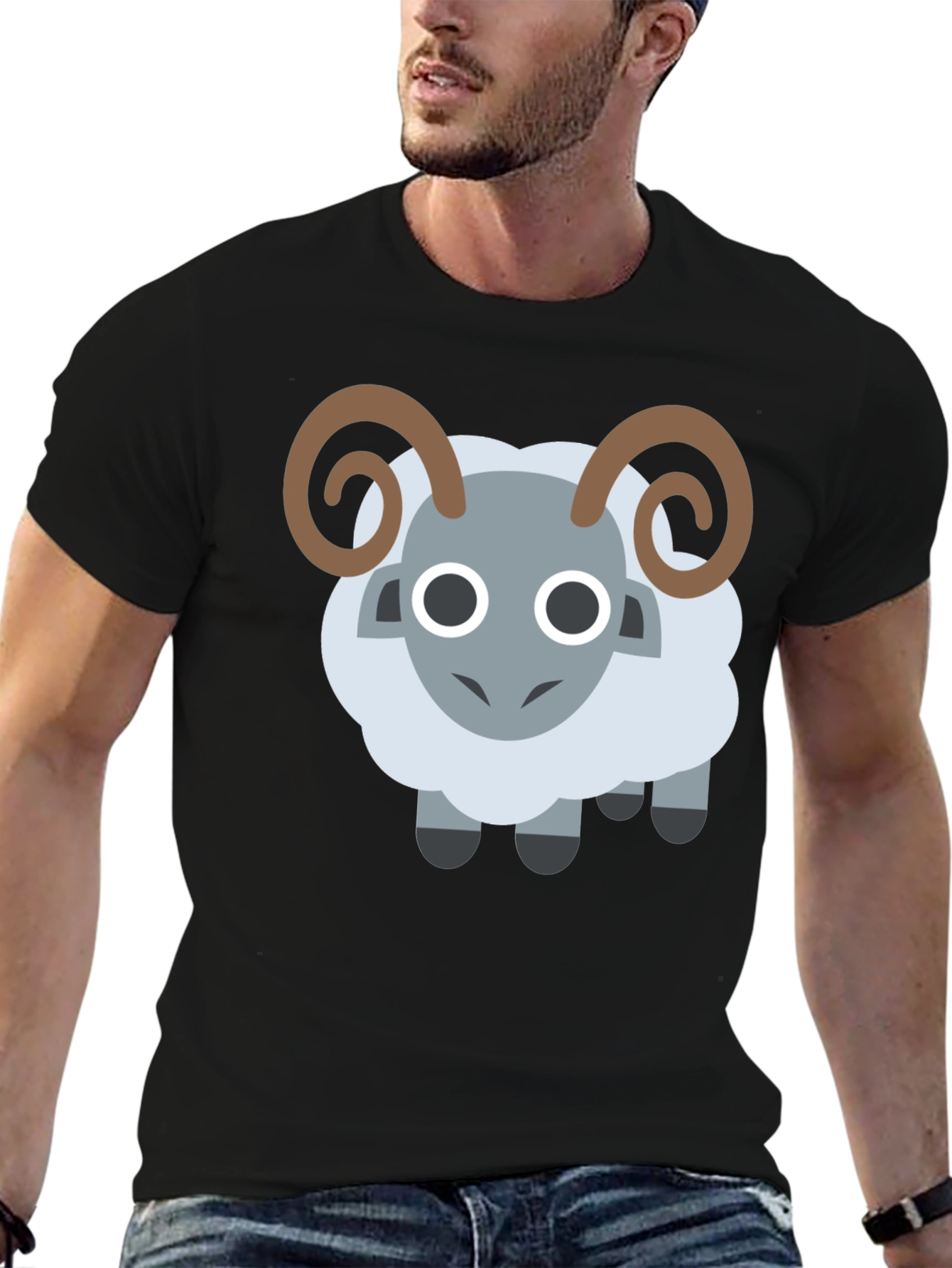 Ram Emoji Black T-Shirt