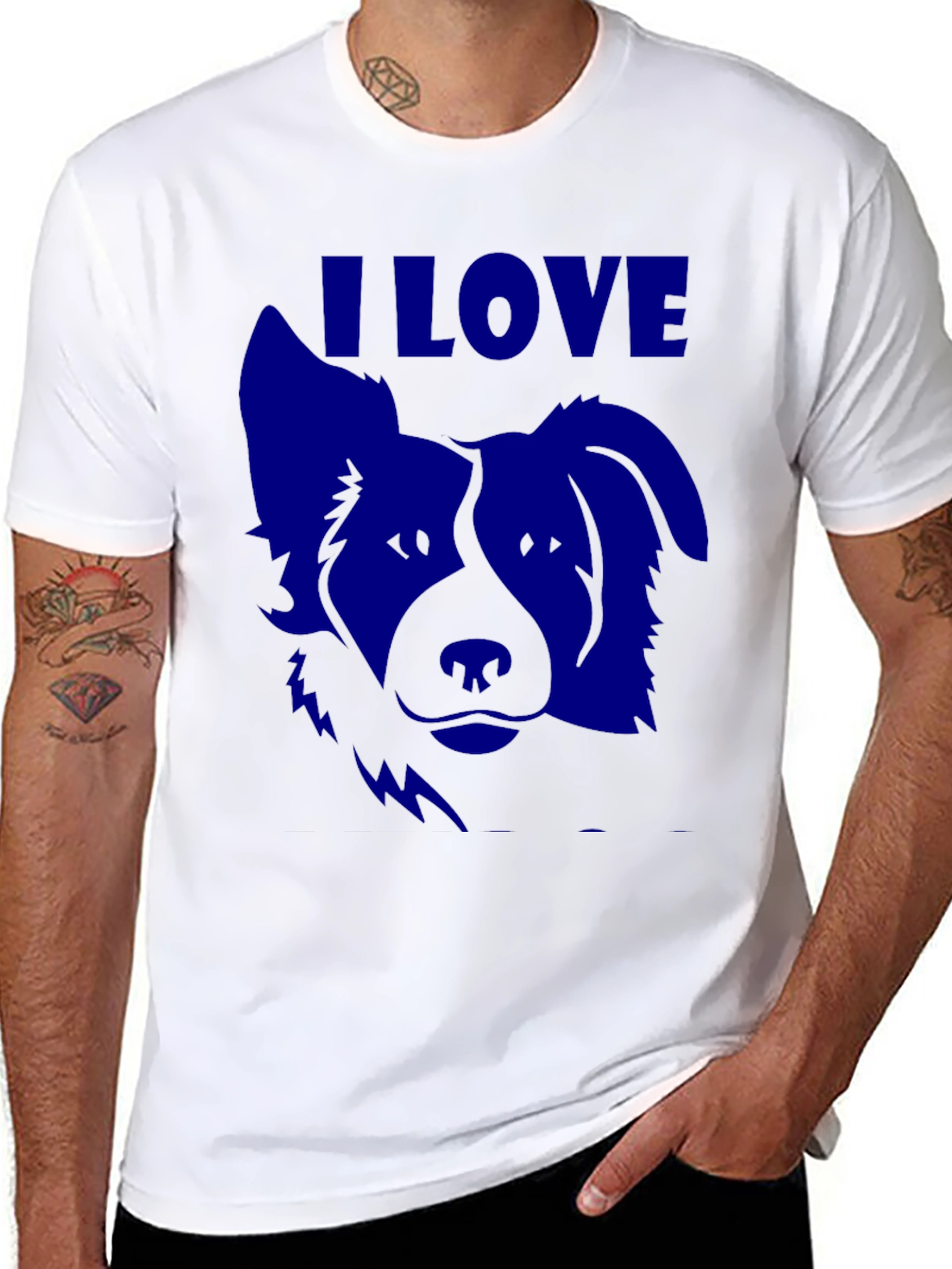 I Love Dogs T-Shirt - Blue Dog Graphic Tee