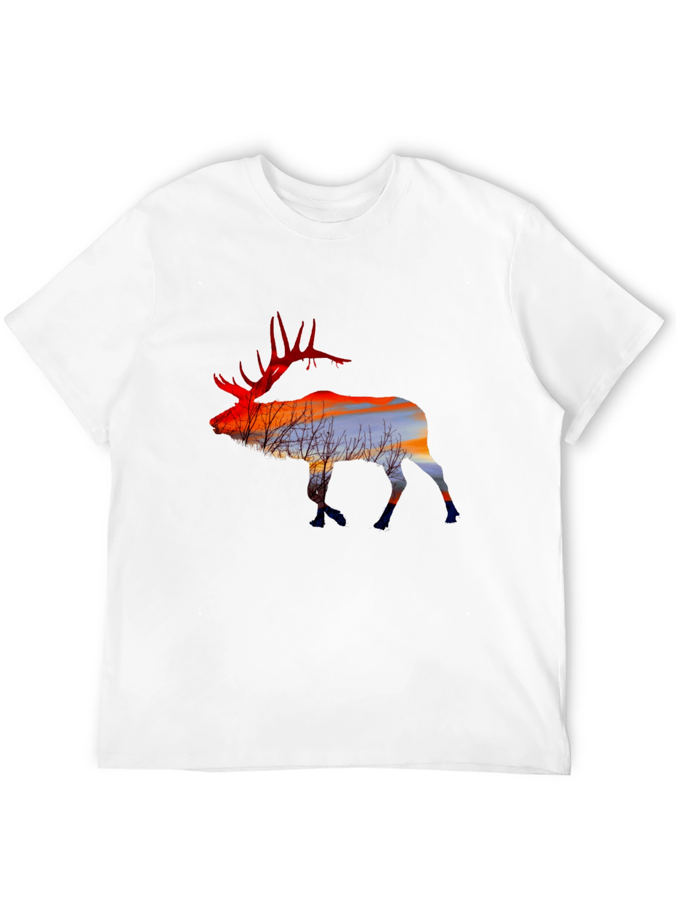 Elk Silhouette Sunset Graphic Tee - Black