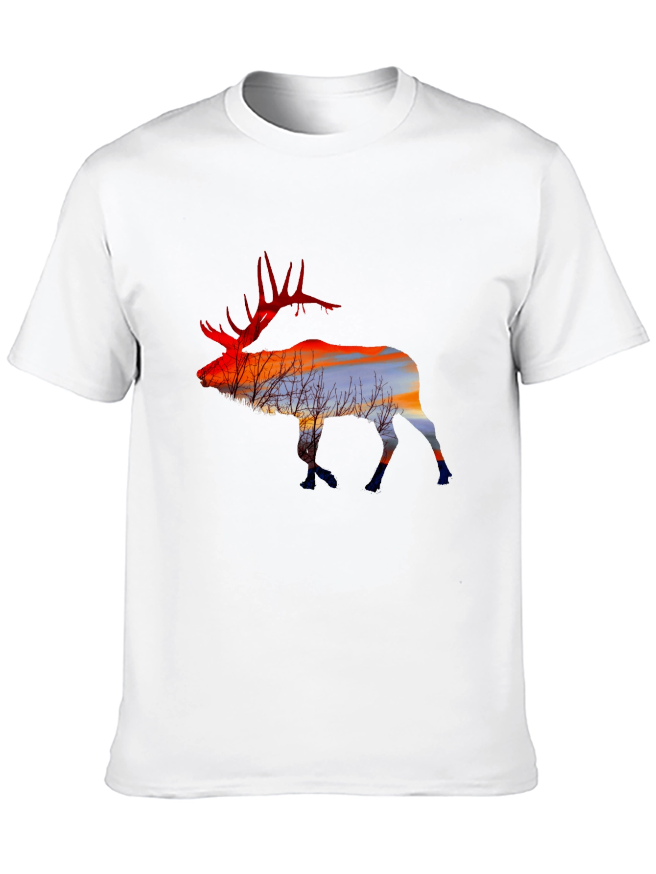 Elk Silhouette Sunset Graphic Tee - Black