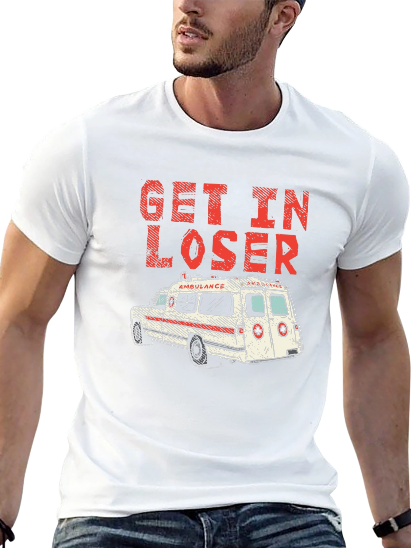 Get In Loser Ambulance Graphic T-Shirt