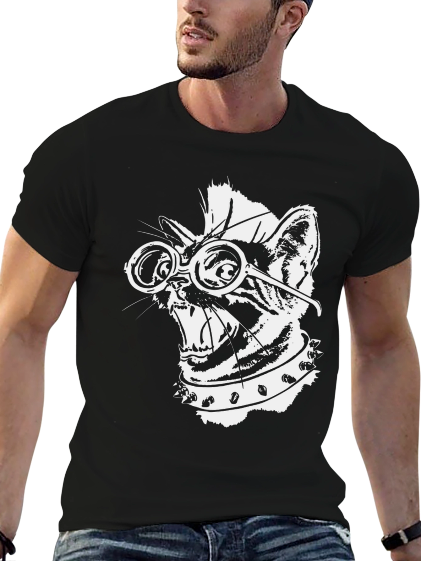 Punk Rock Cat T-Shirt - Cool Graphic Tee