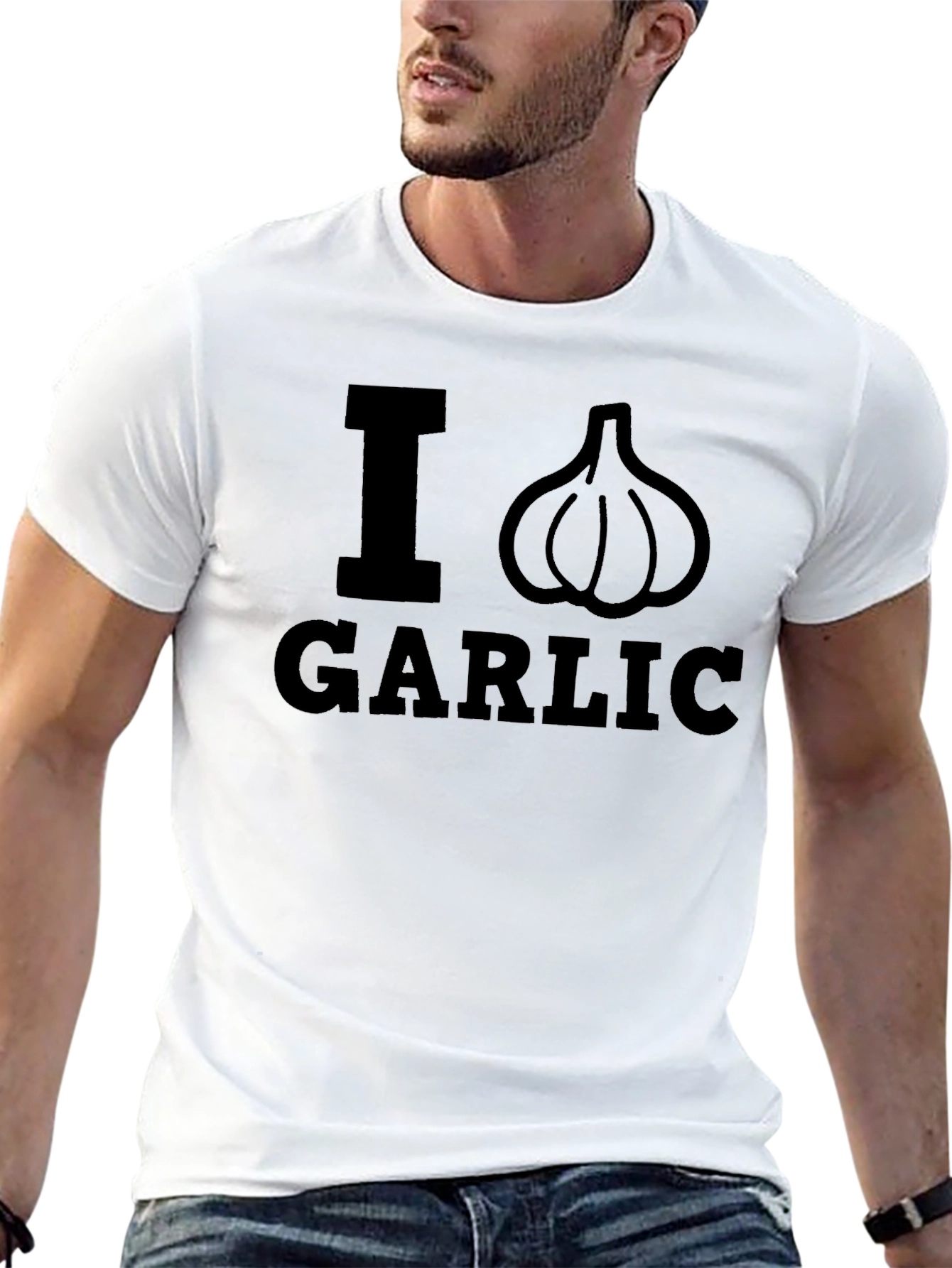 I Love Garlic T-Shirt - Black