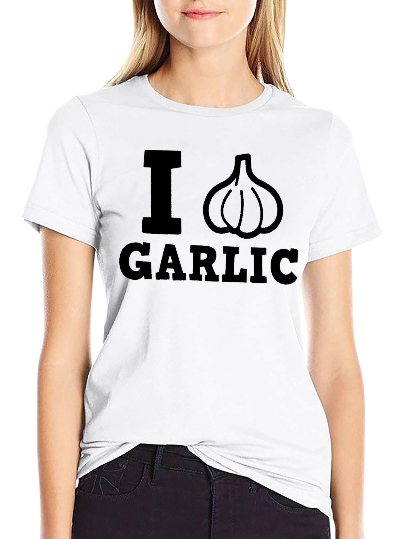 I Love Garlic T-Shirt - Black