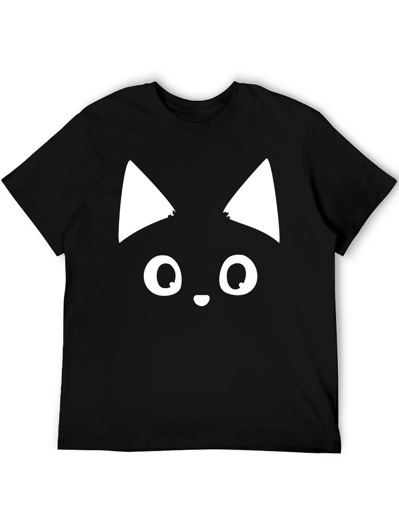 Cute Cat Face Graphic Tee - Black T-Shirt