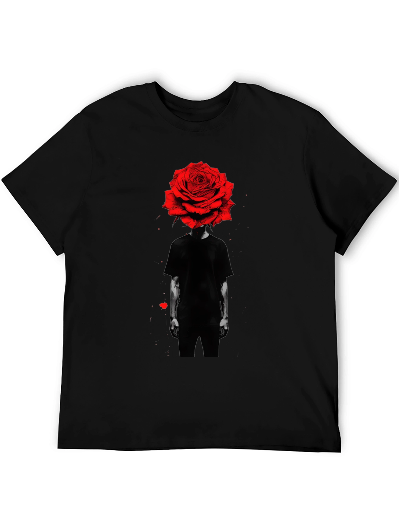 Rose Head Graphic Tee - Modern Black T-Shirt