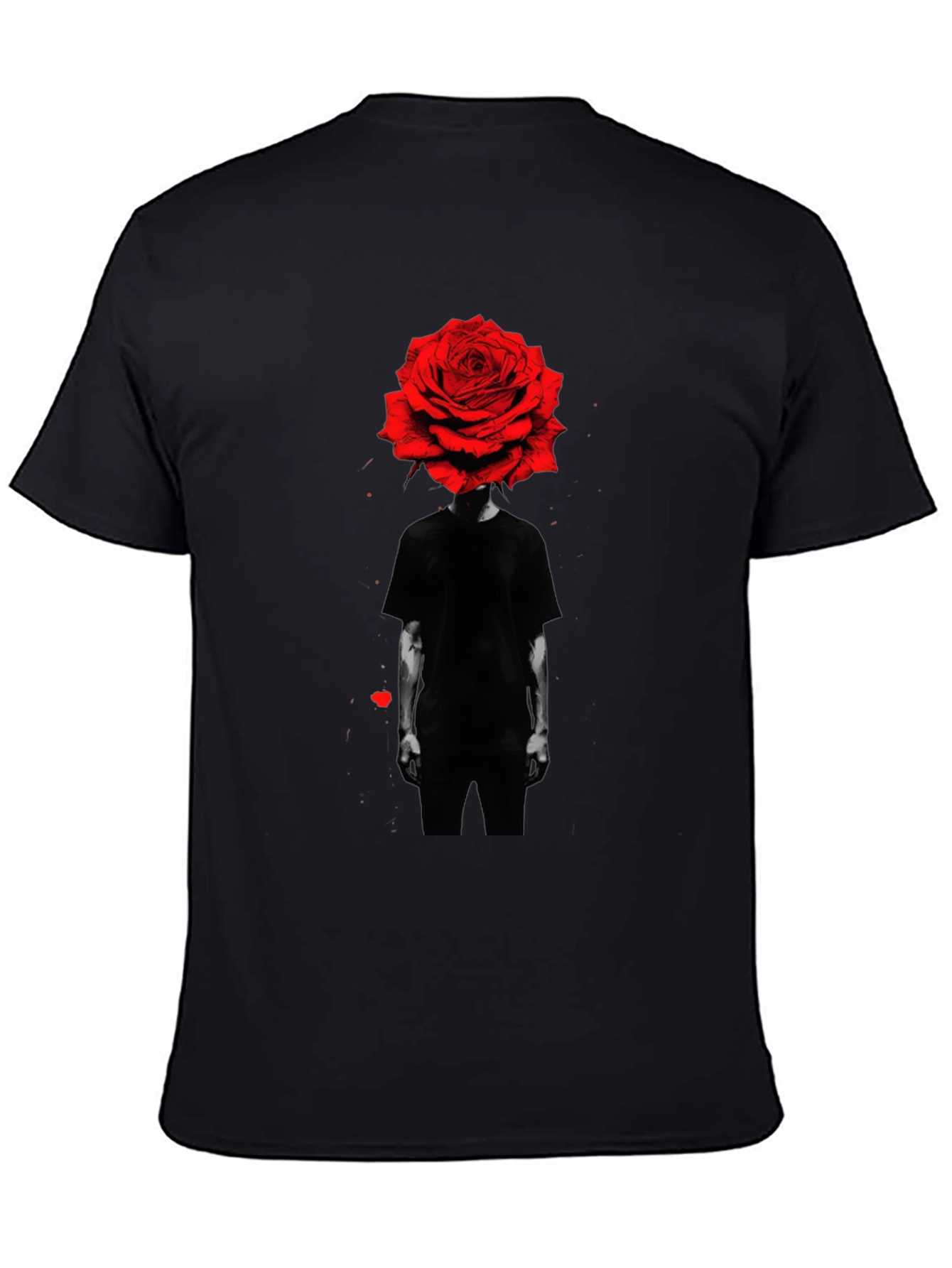 Rose Head Graphic Tee - Modern Black T-Shirt