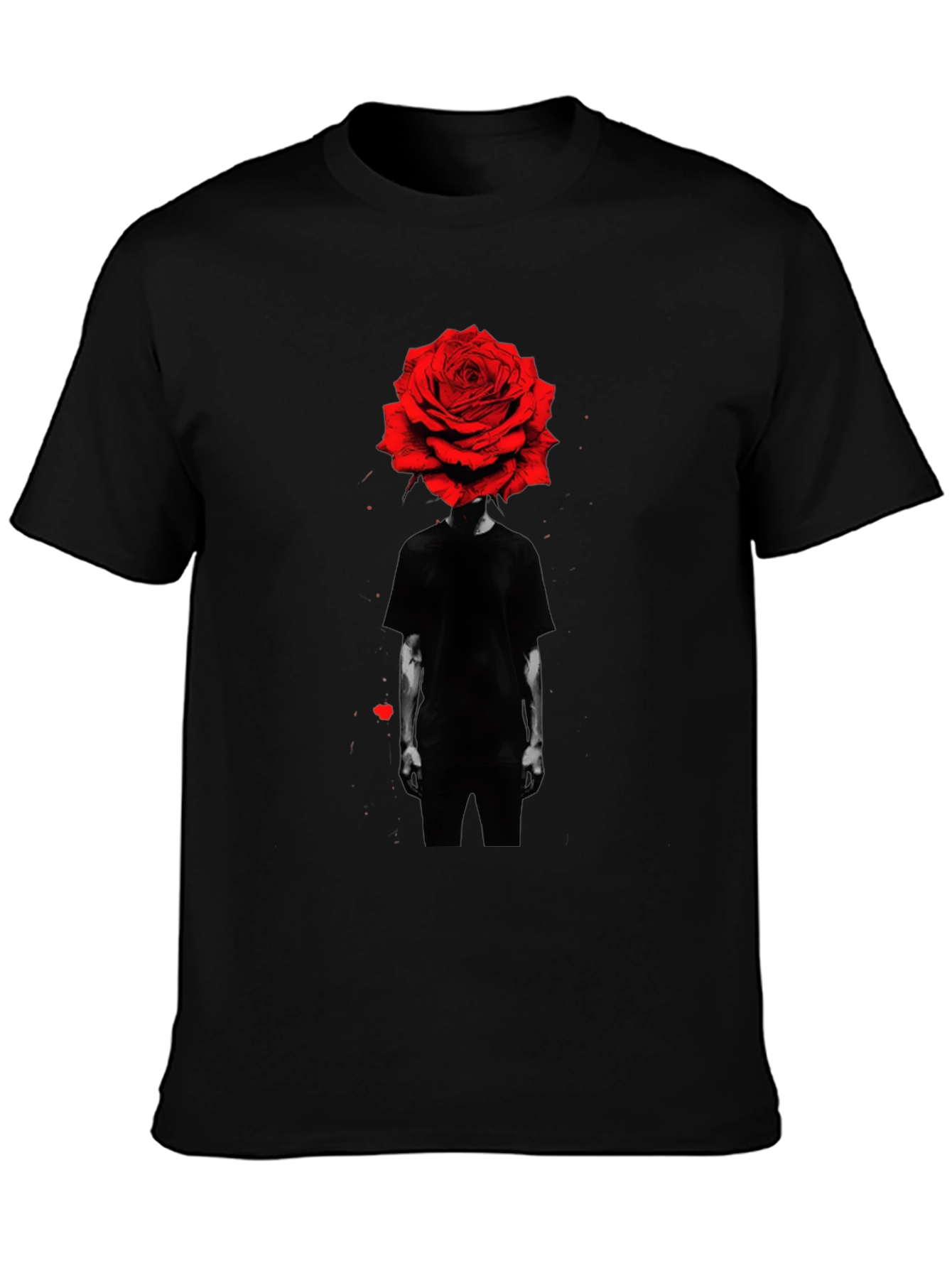 Rose Head Graphic Tee - Modern Black T-Shirt