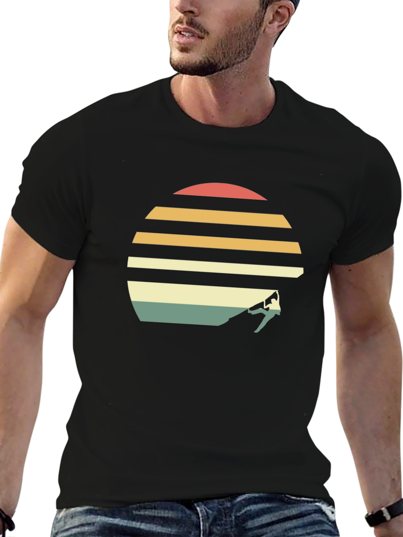 Retro Sunset Rock Climbing T-Shirt