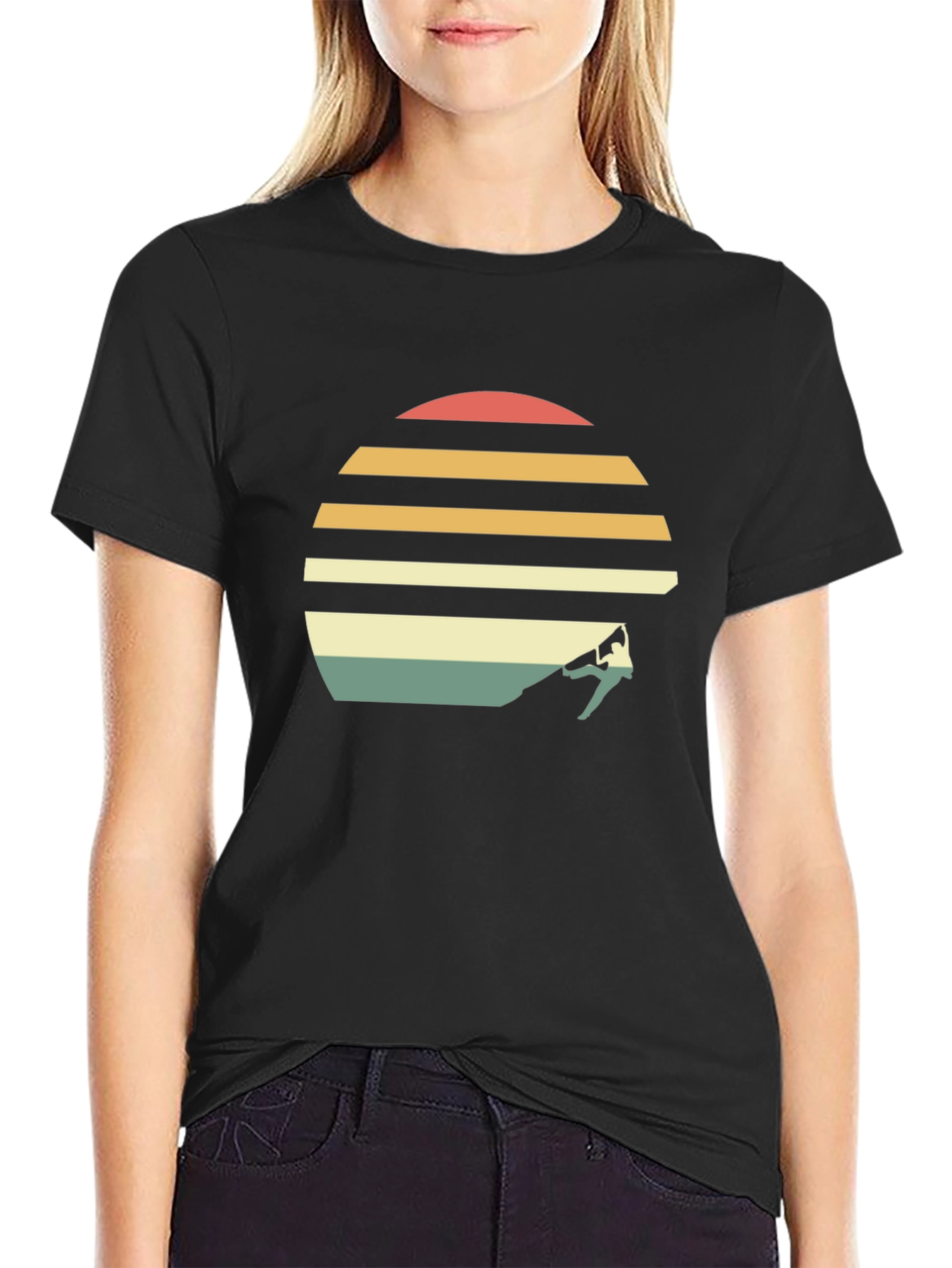 Retro Sunset Rock Climbing T-Shirt
