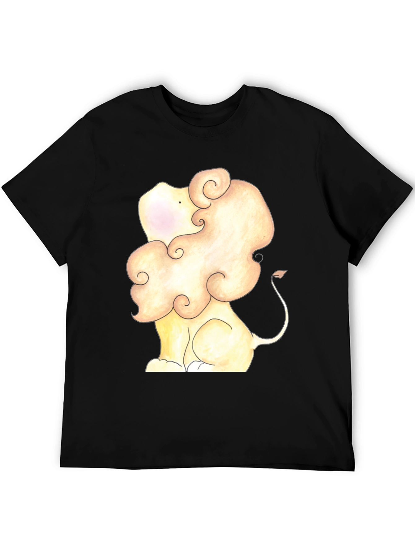 Lion Cartoon Graphic Tee - Soft Black T-Shirt