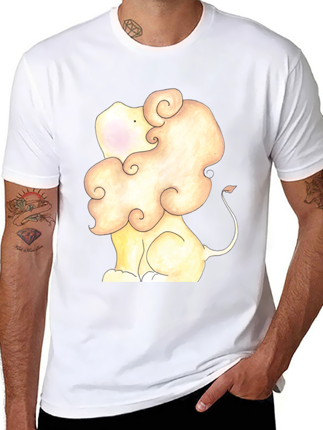 Lion Cartoon Graphic Tee - Soft Black T-Shirt