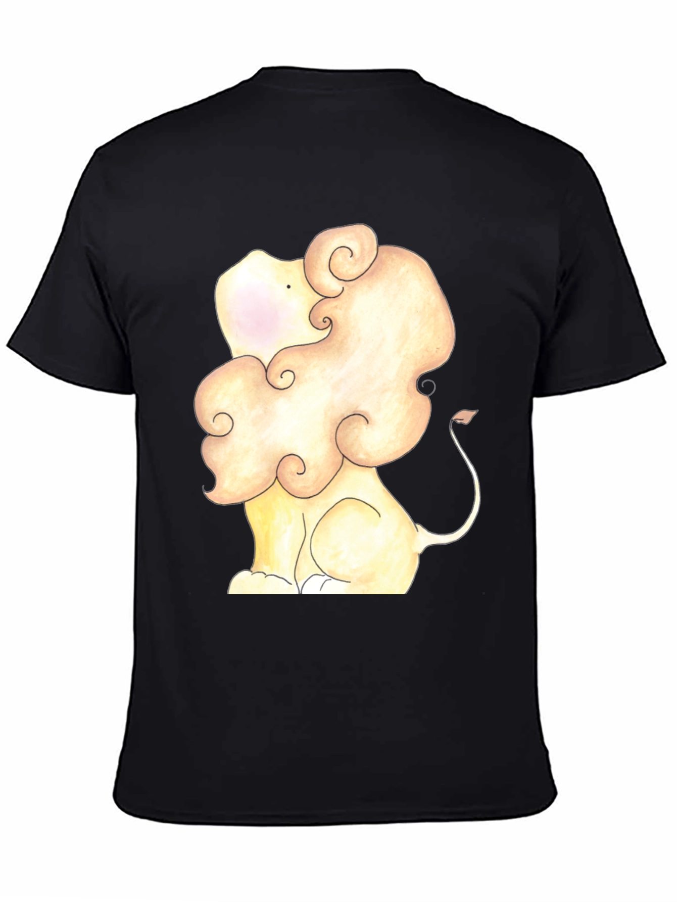 Lion Cartoon Graphic Tee - Soft Black T-Shirt
