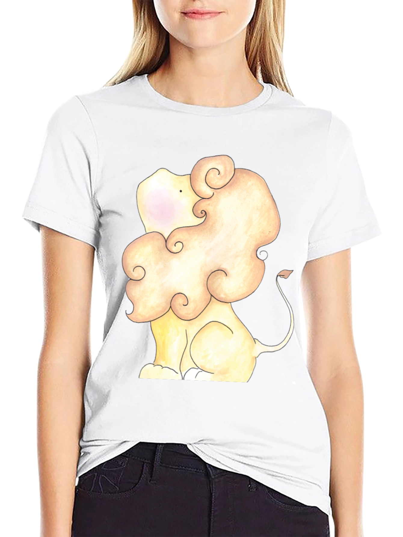 Lion Cartoon Graphic Tee - Soft Black T-Shirt