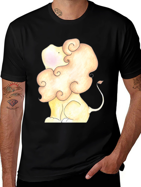 Lion Cartoon Graphic Tee - Soft Black T-Shirt