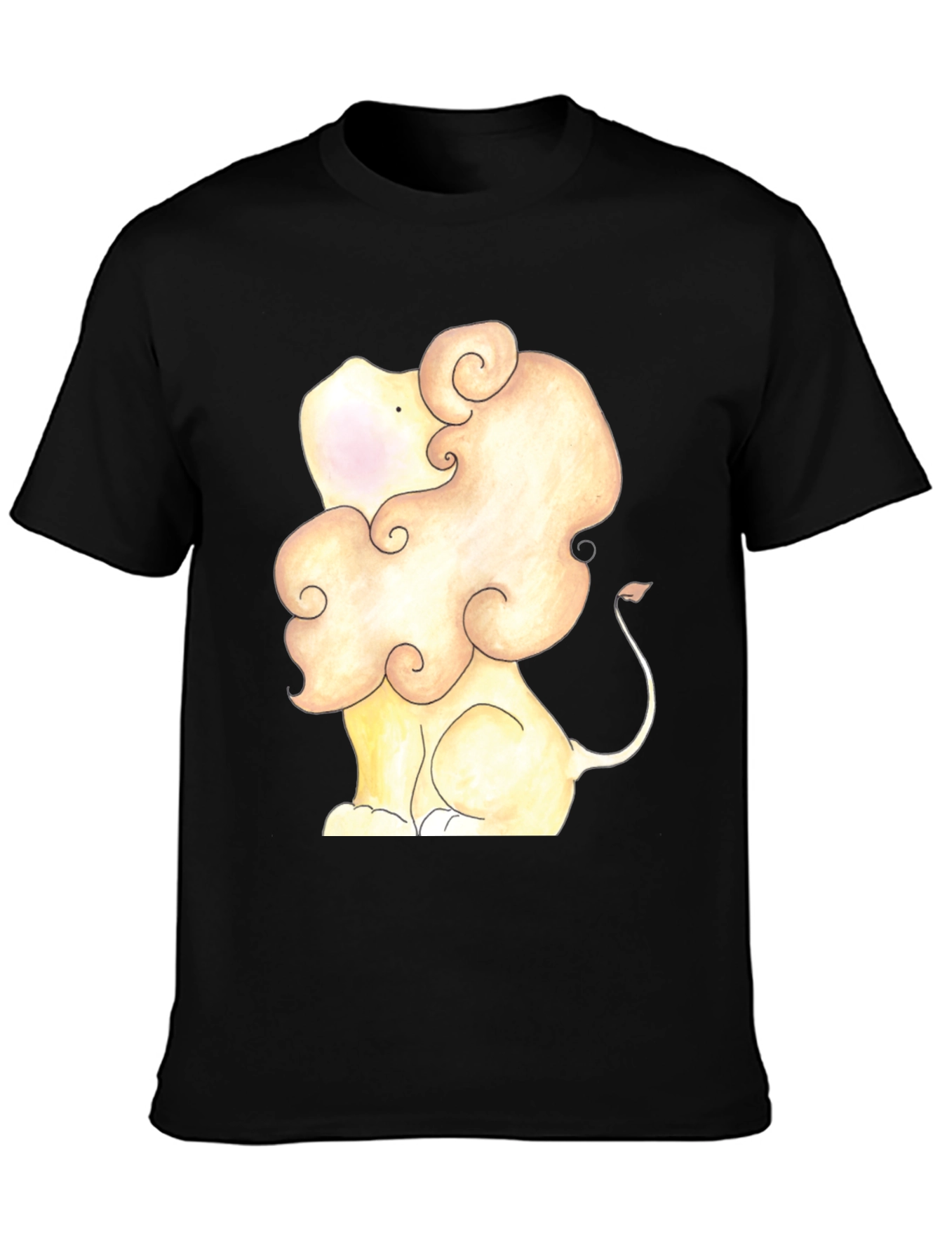 Lion Cartoon Graphic Tee - Soft Black T-Shirt