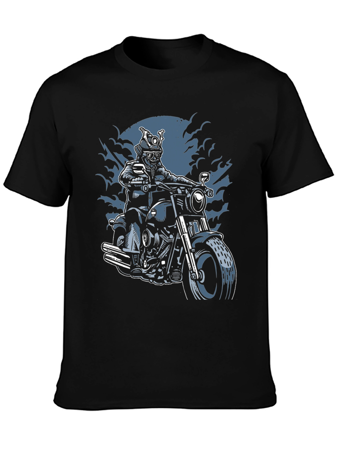 Samurai Biker Graphic T-Shirt - Black