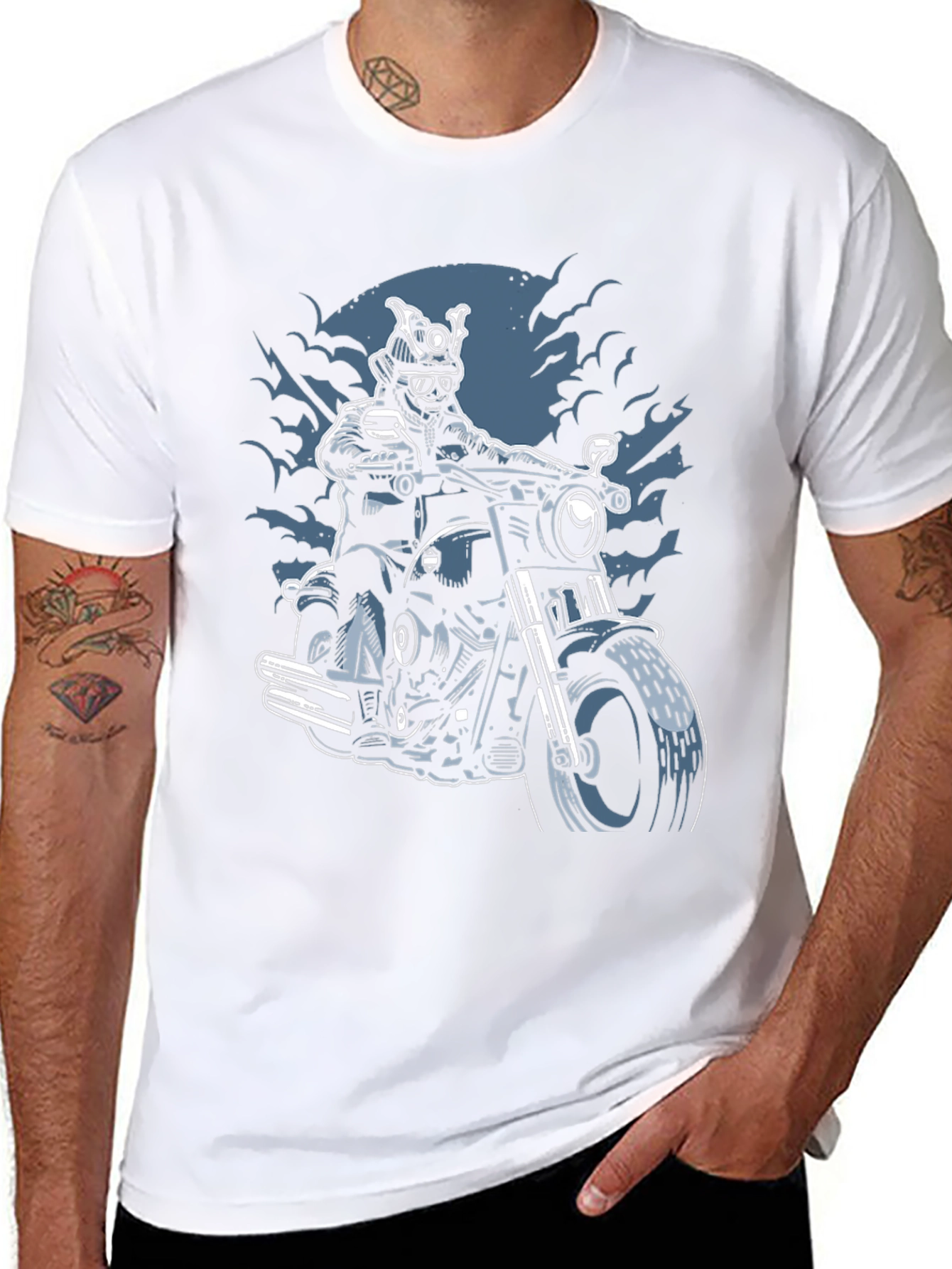 Samurai Biker Graphic T-Shirt - Black