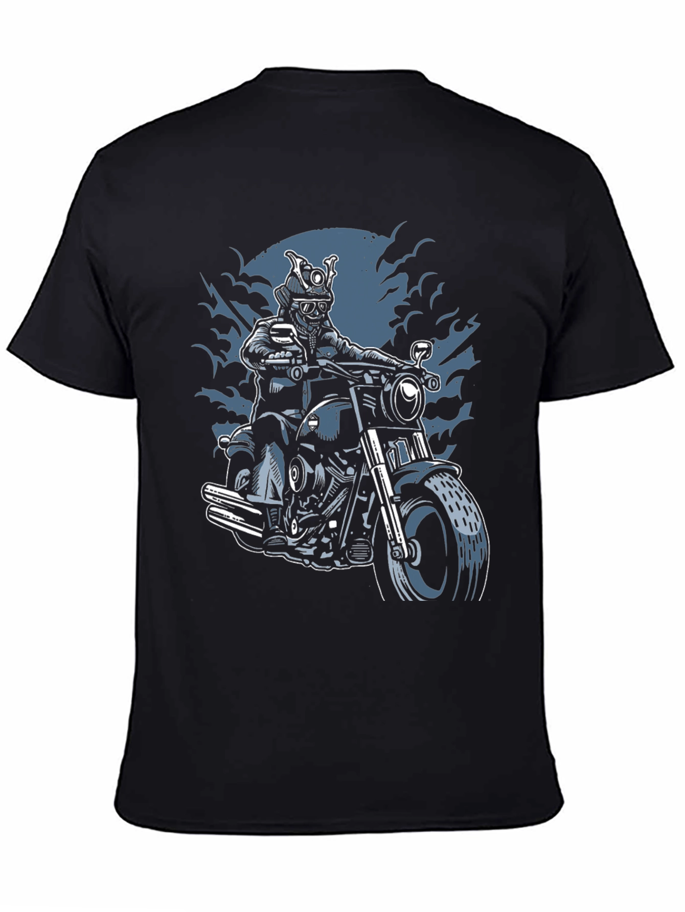 Samurai Biker Graphic T-Shirt - Black
