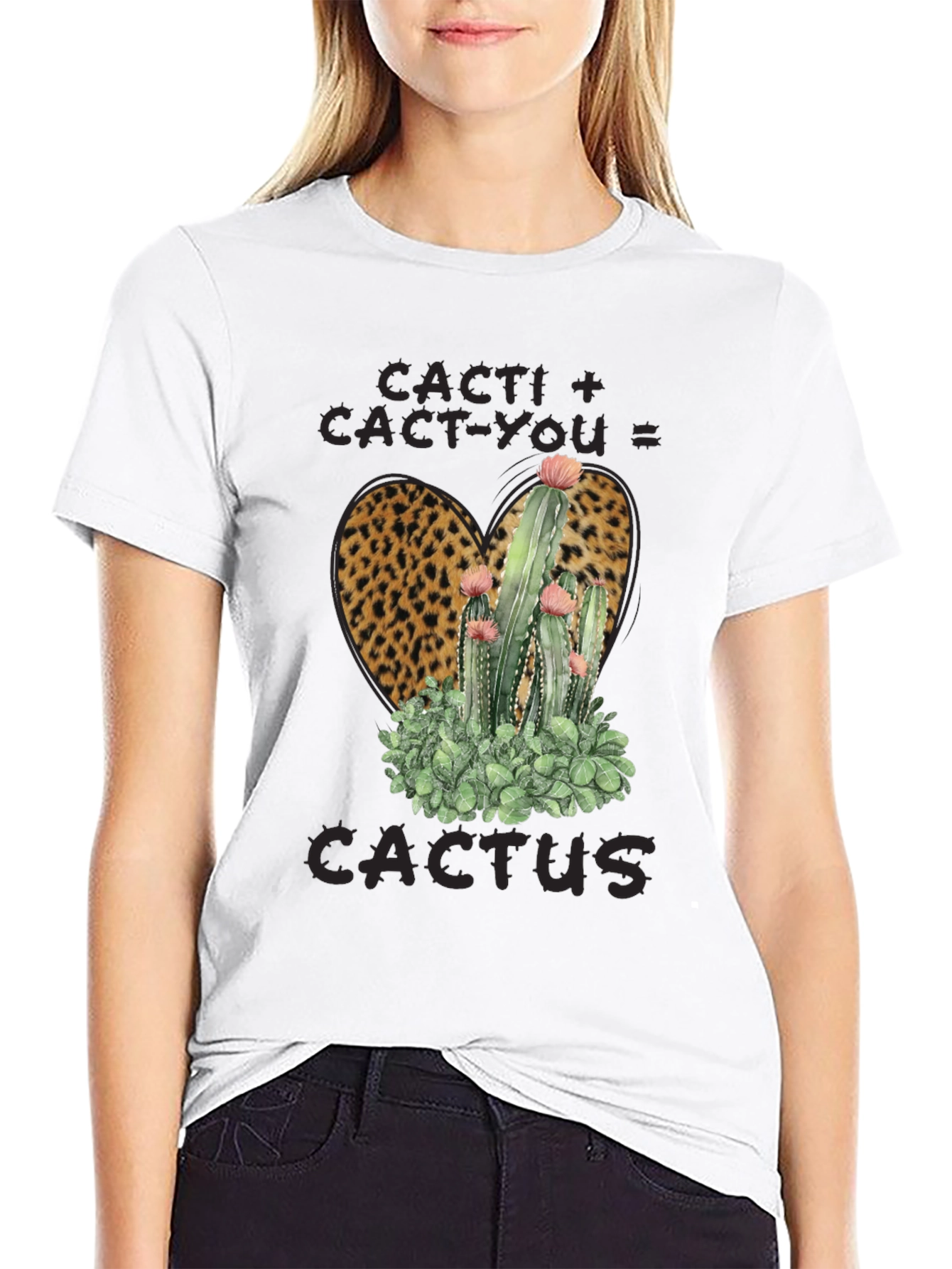 Cacti + Cact-You = Cactus Leopard Print T-Shirt