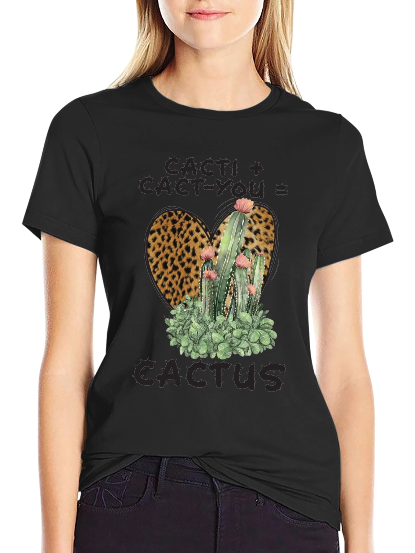 Cacti + Cact-You = Cactus Leopard Print T-Shirt