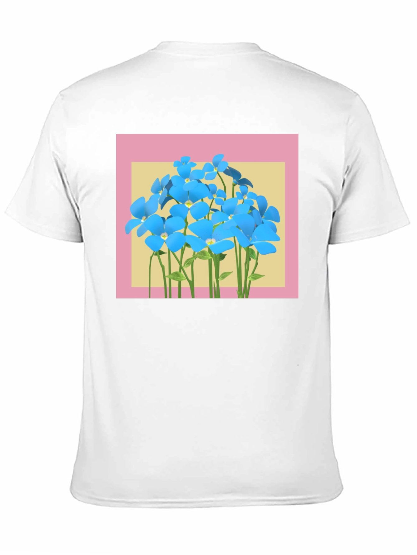 Floral Graphic T-Shirt: Blue Flowers on Black Tee