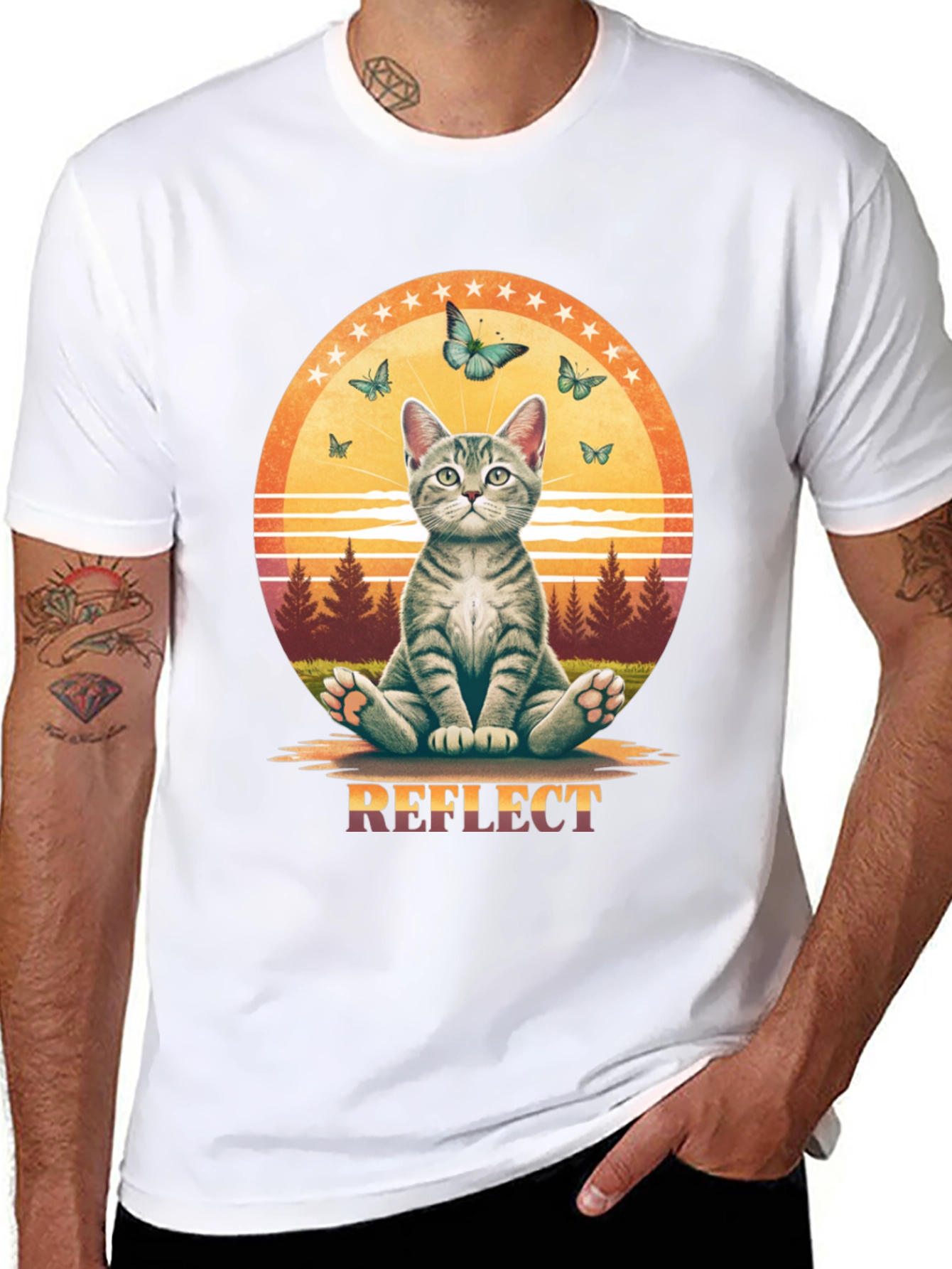 Reflect Cat Butterfly Graphic Tee - Relaxed Fit