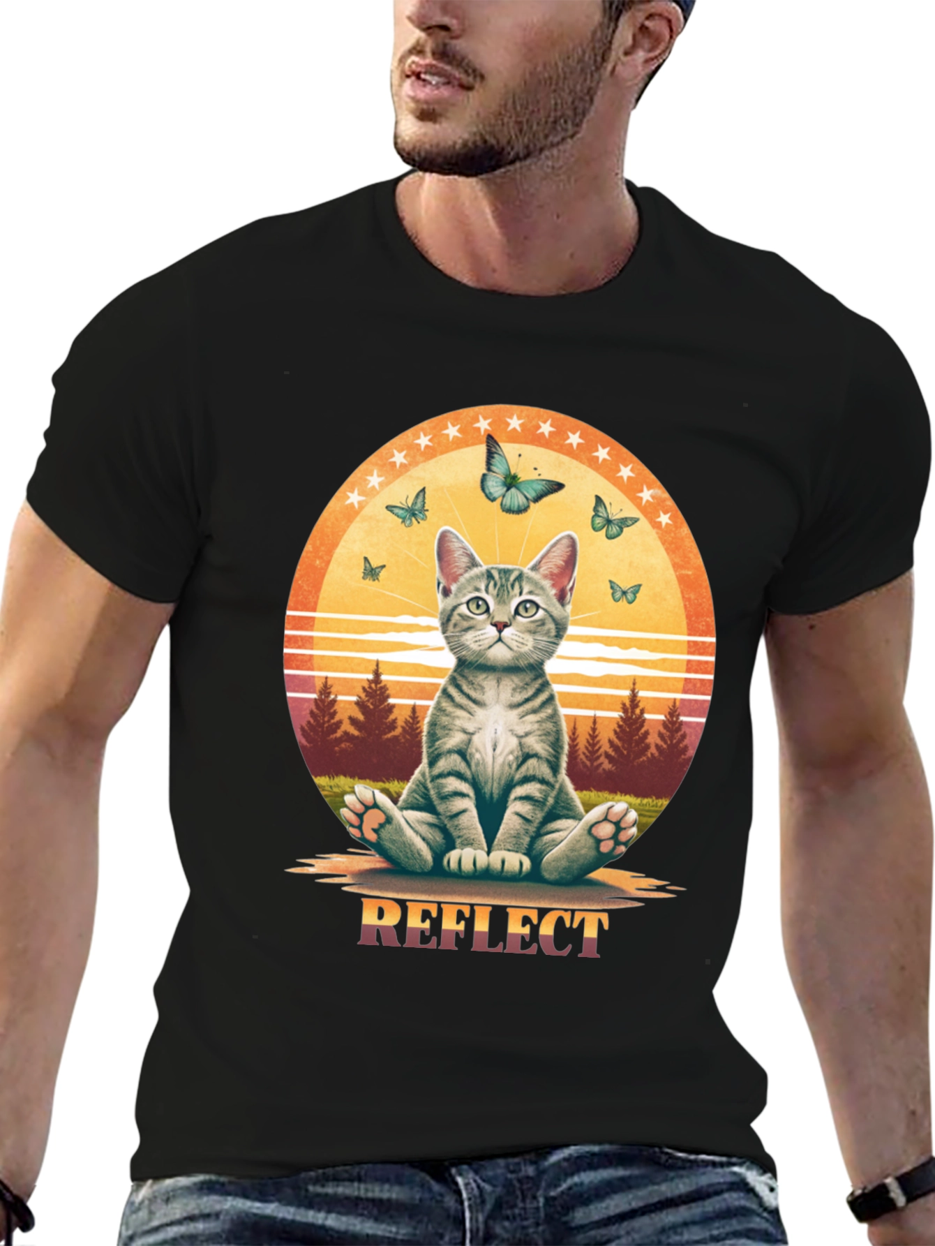 Reflect Cat Butterfly Graphic Tee - Relaxed Fit