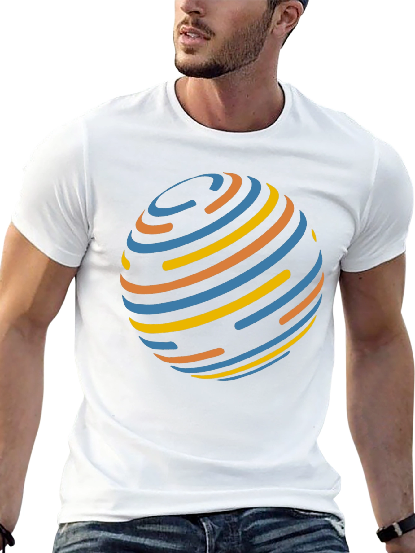 Abstract Globe Graphic Black T-Shirt