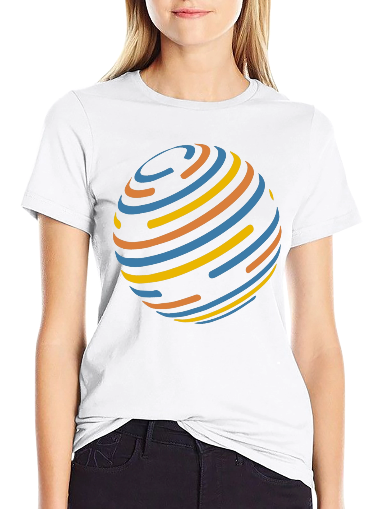 Abstract Globe Graphic Black T-Shirt