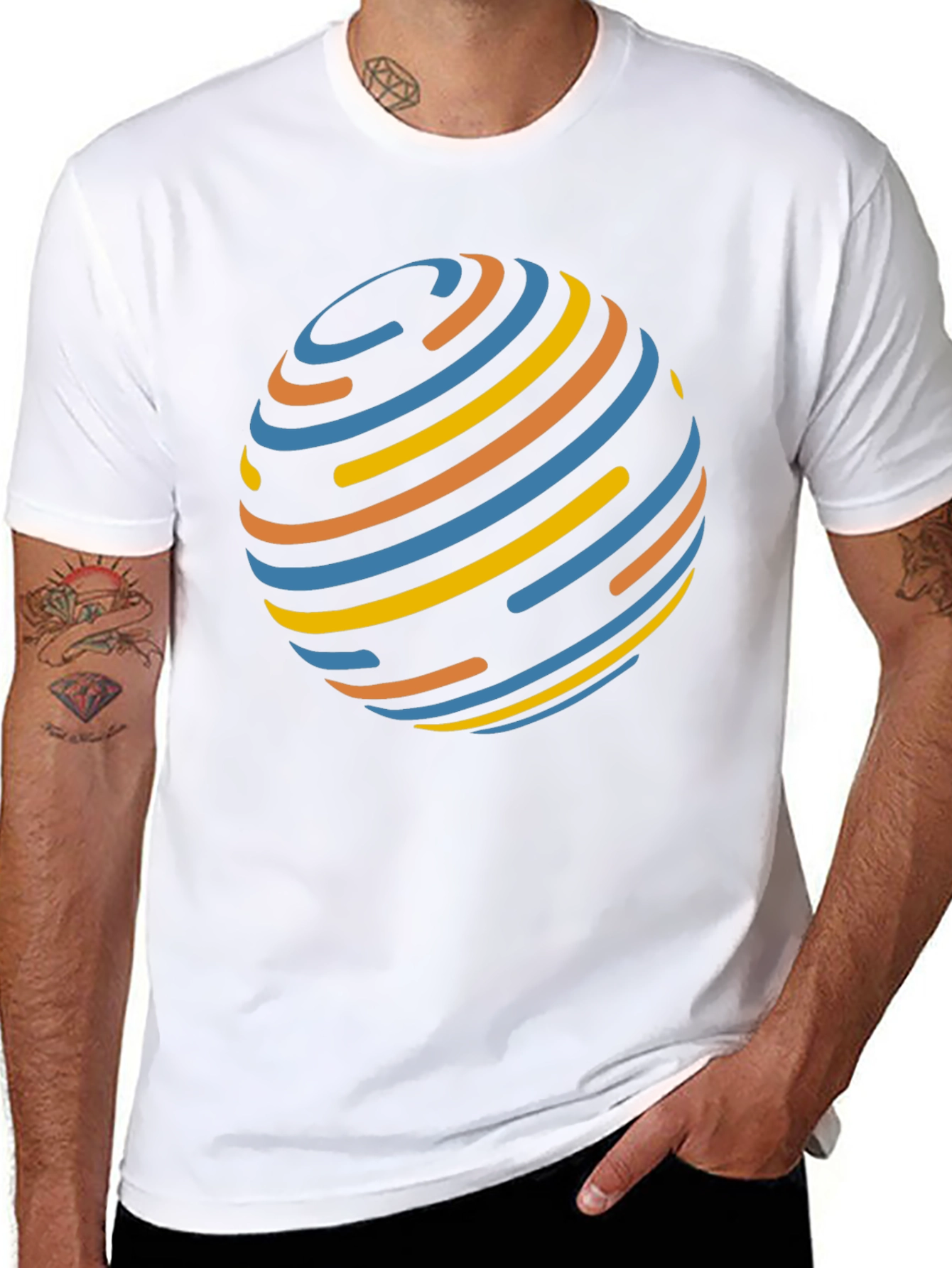 Abstract Globe Graphic Black T-Shirt