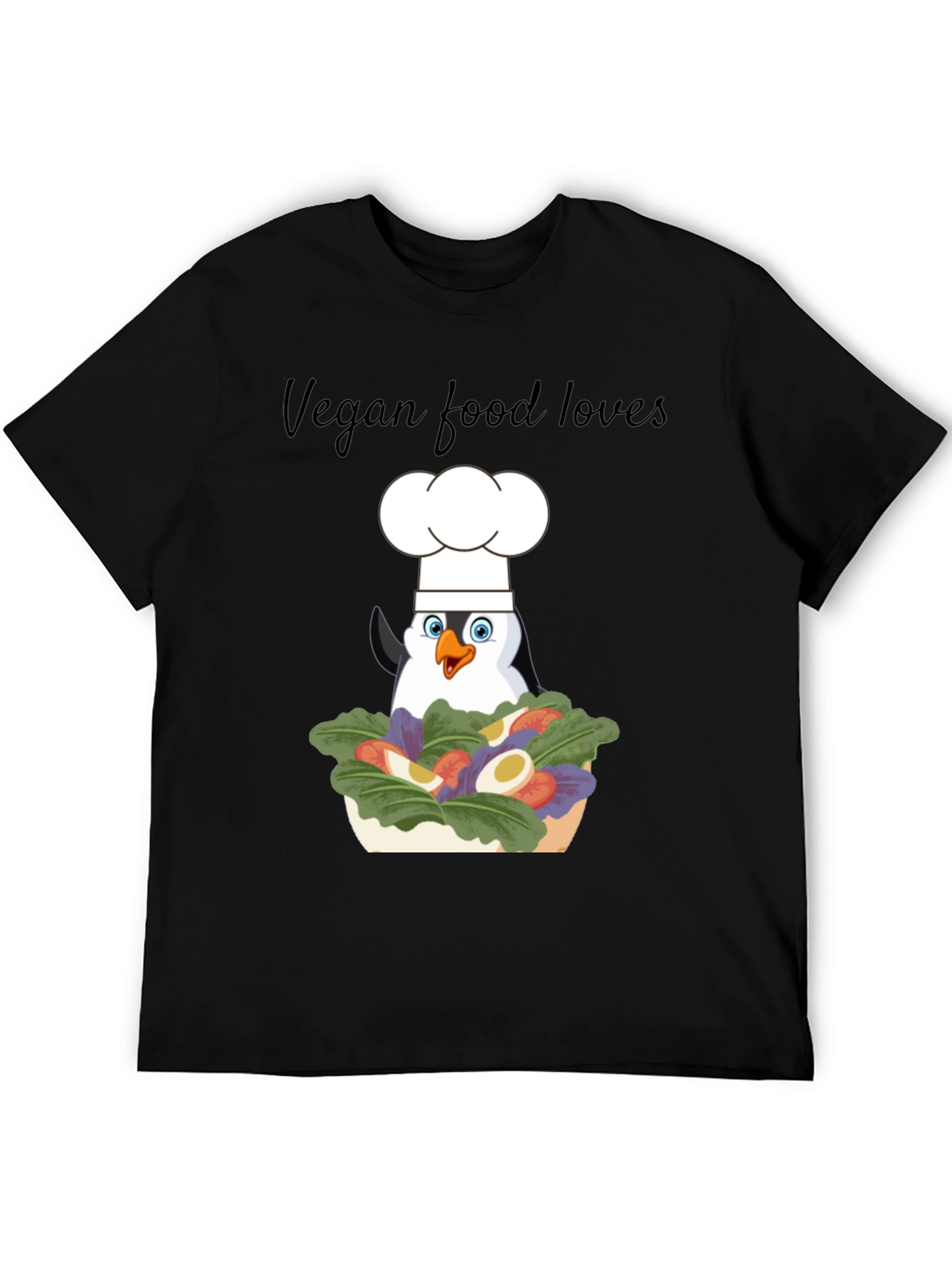 Vegan Penguin Chef Graphic T-Shirt