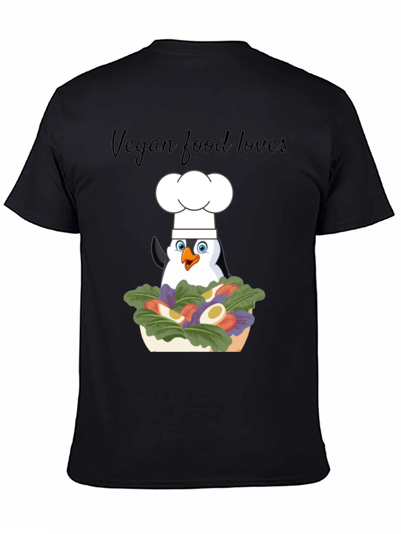 Vegan Penguin Chef Graphic T-Shirt
