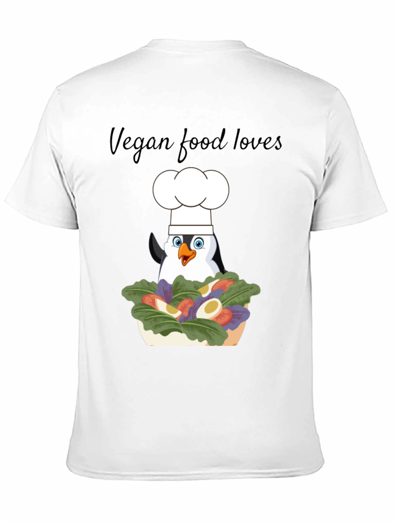 Vegan Penguin Chef Graphic T-Shirt